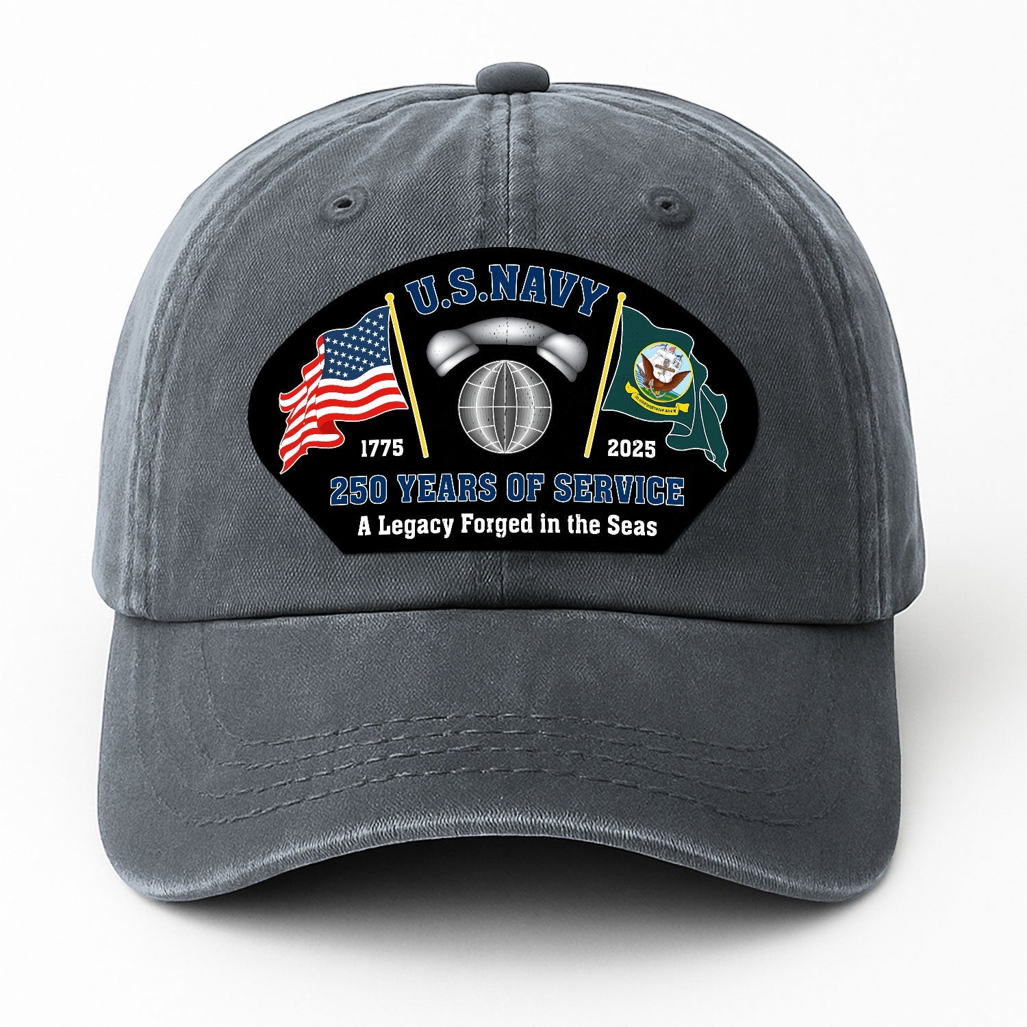 Custom Ranks US Navy Premium Washed Denim Cap DC001