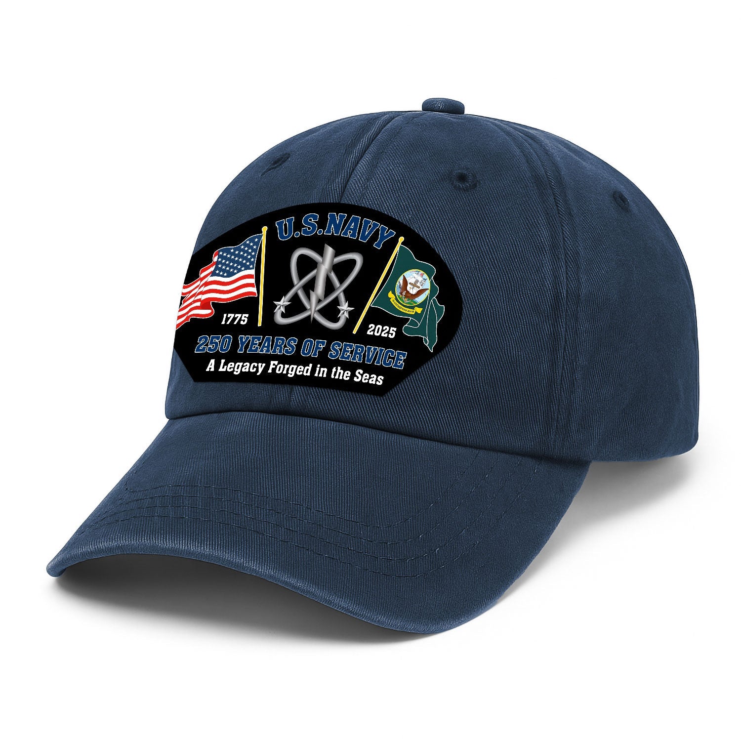 Custom Ranks US Navy Premium Washed Denim Cap DC001