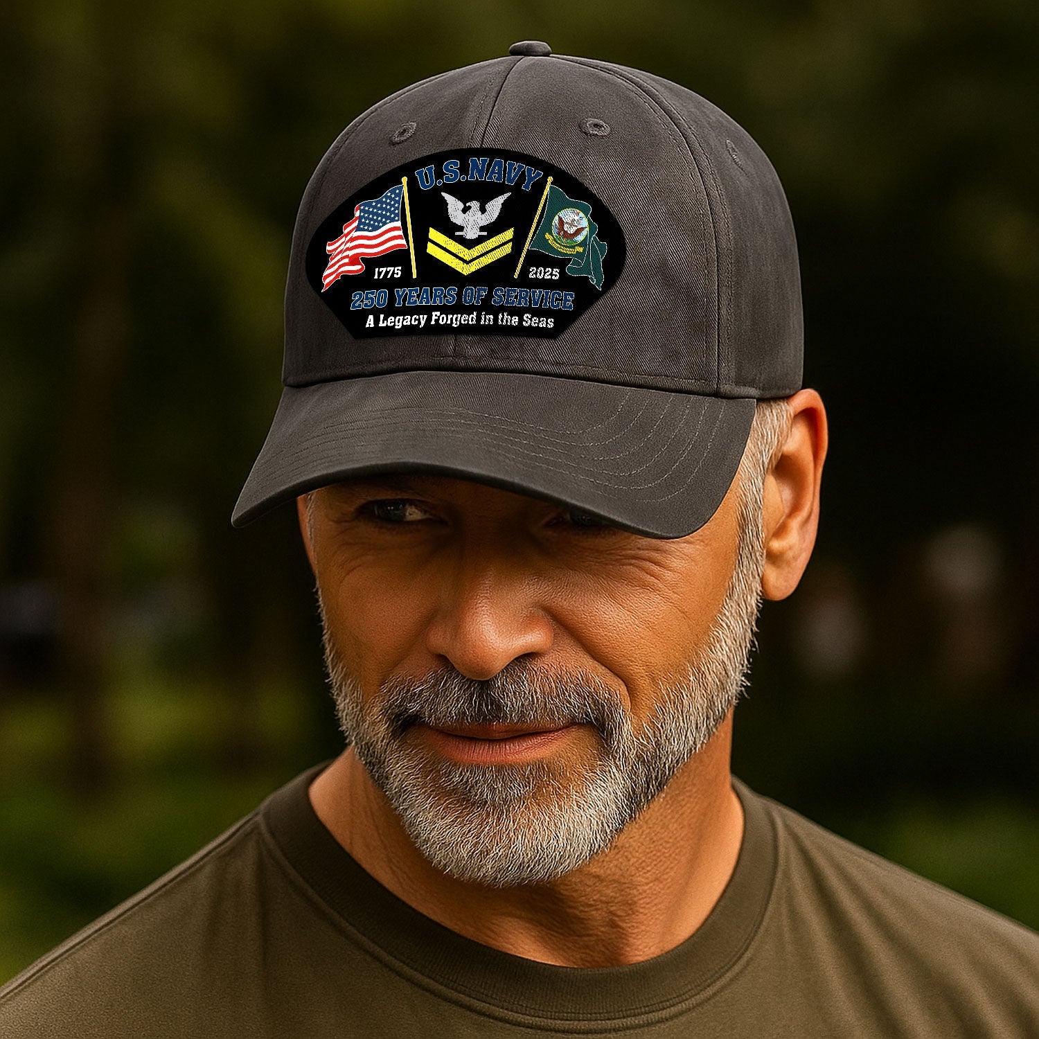 Custom Ranks US Navy Premium Washed Denim Cap DC001