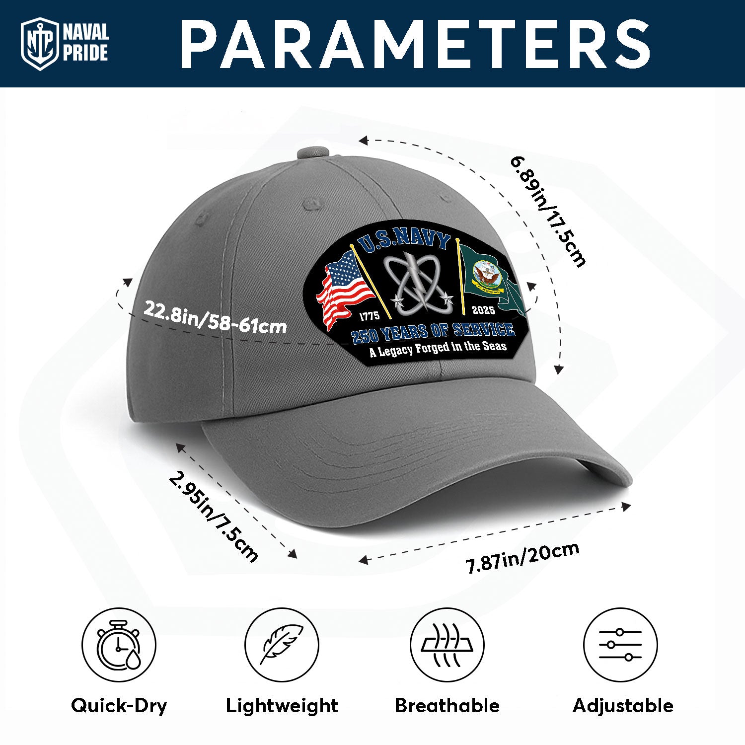 Custom Ranks US Navy Premium Washed Denim Cap DC001