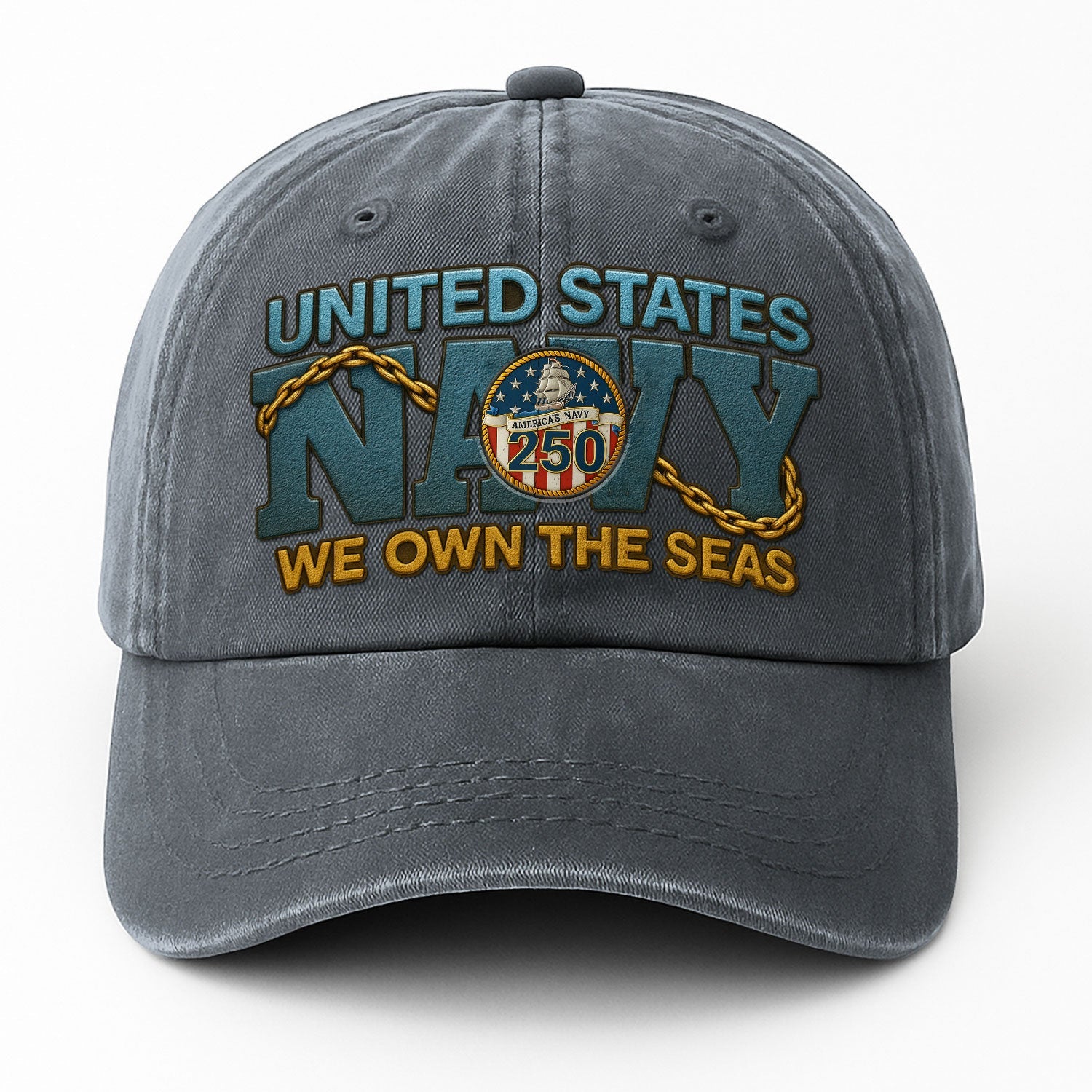 US Navy We Own The Seas US Navy Premium Washed Denim Cap