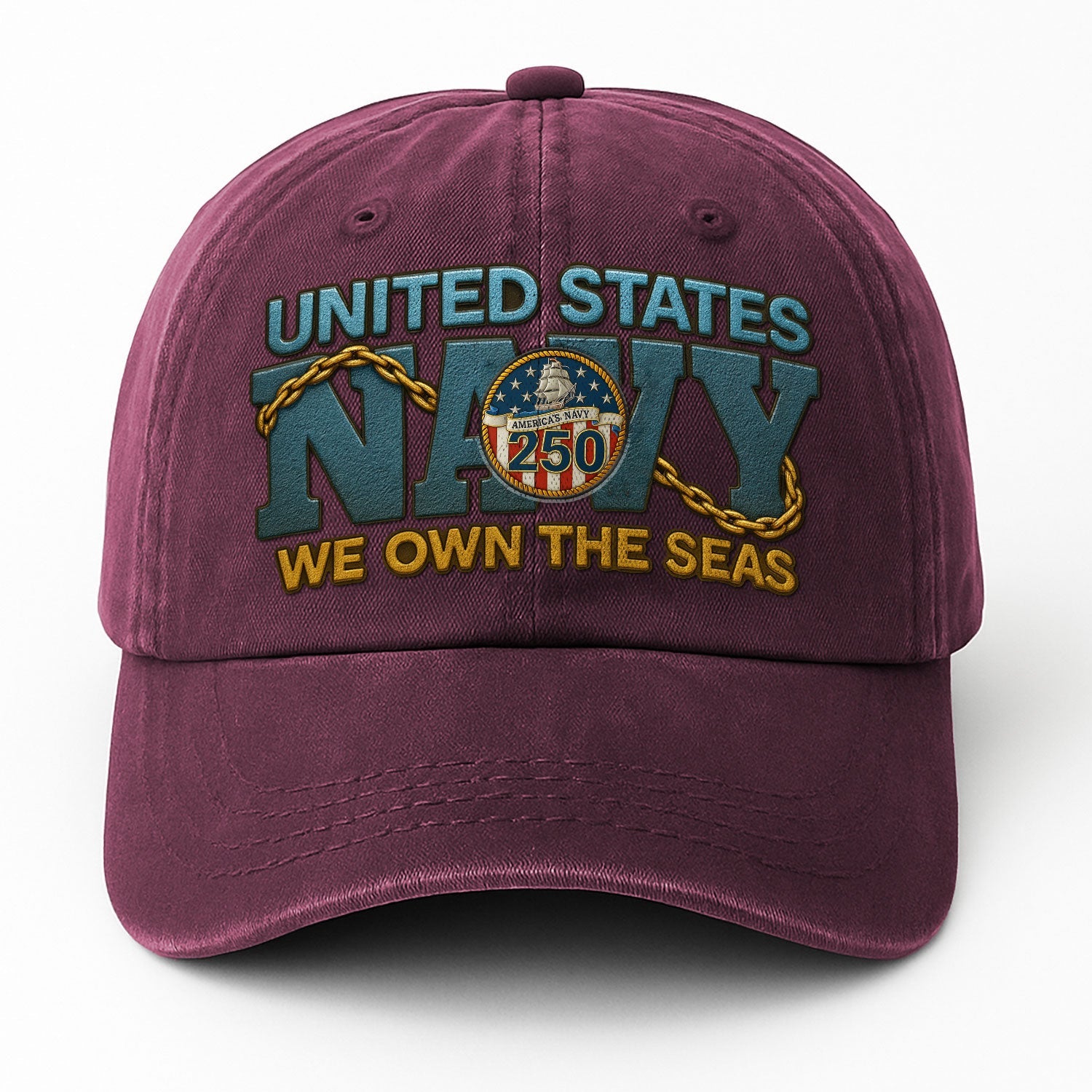 US Navy We Own The Seas US Navy Premium Washed Denim Cap