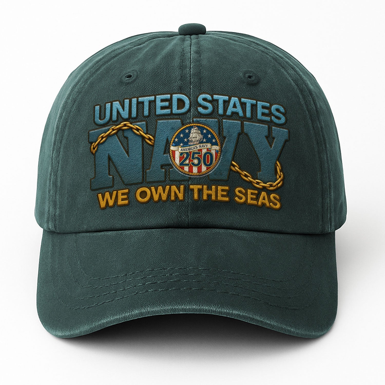 US Navy We Own The Seas US Navy Premium Washed Denim Cap