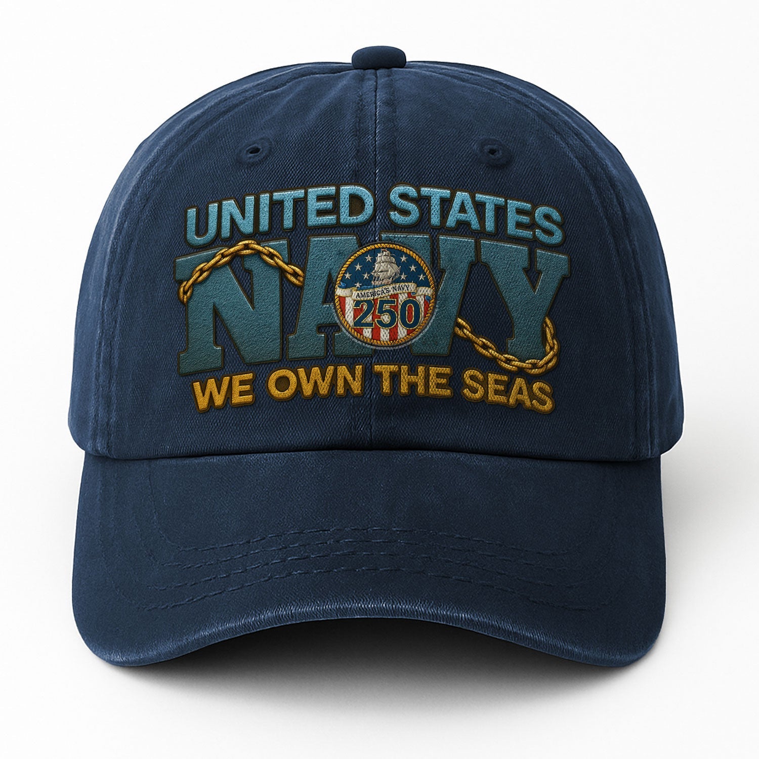 US Navy We Own The Seas US Navy Premium Washed Denim Cap