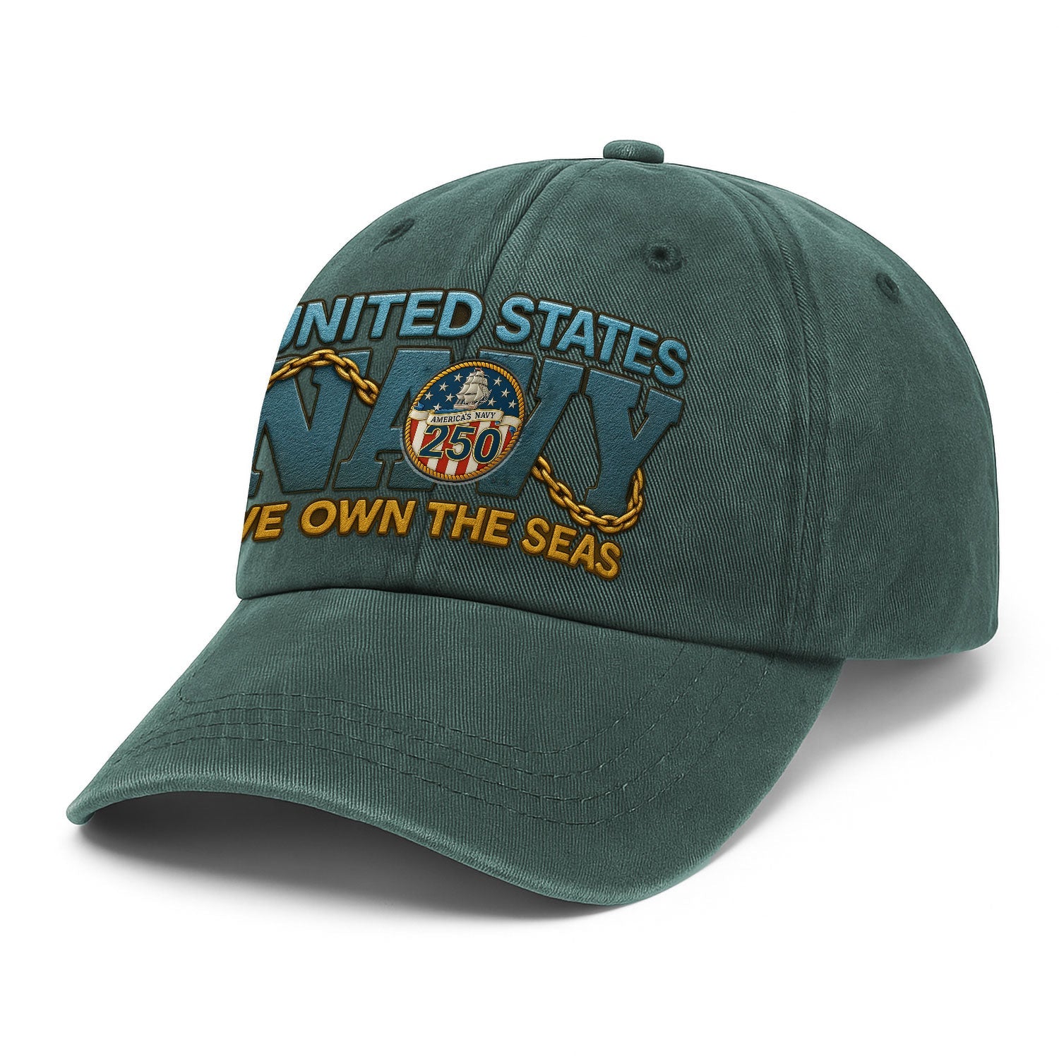 US Navy We Own The Seas US Navy Premium Washed Denim Cap