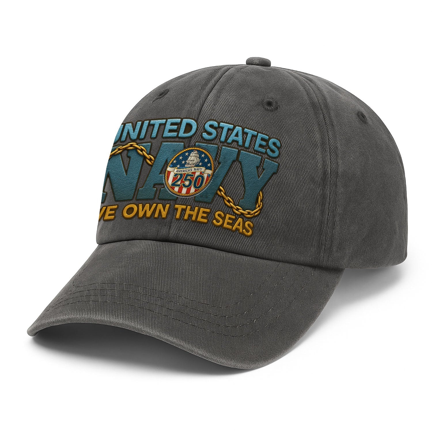 US Navy We Own The Seas US Navy Premium Washed Denim Cap