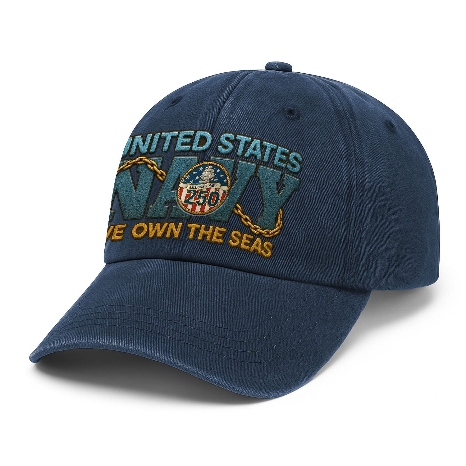 US Navy We Own The Seas US Navy Premium Washed Denim Cap