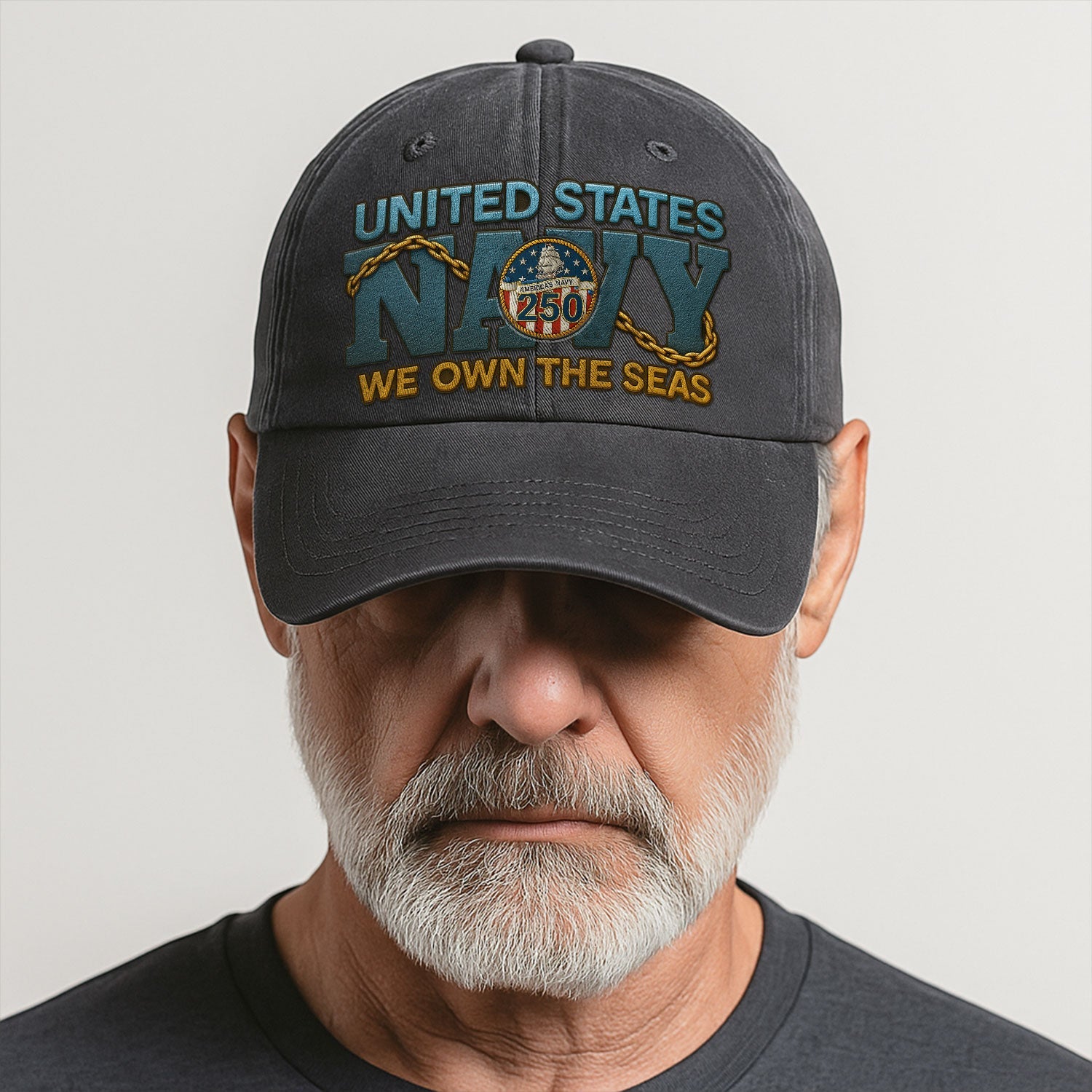 US Navy We Own The Seas US Navy Premium Washed Denim Cap