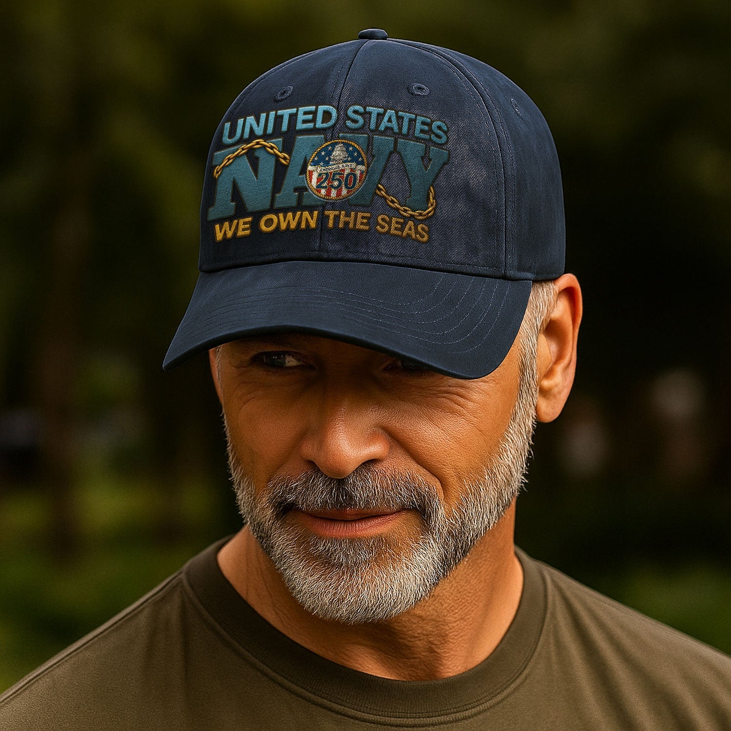 US Navy We Own The Seas US Navy Premium Washed Denim Cap