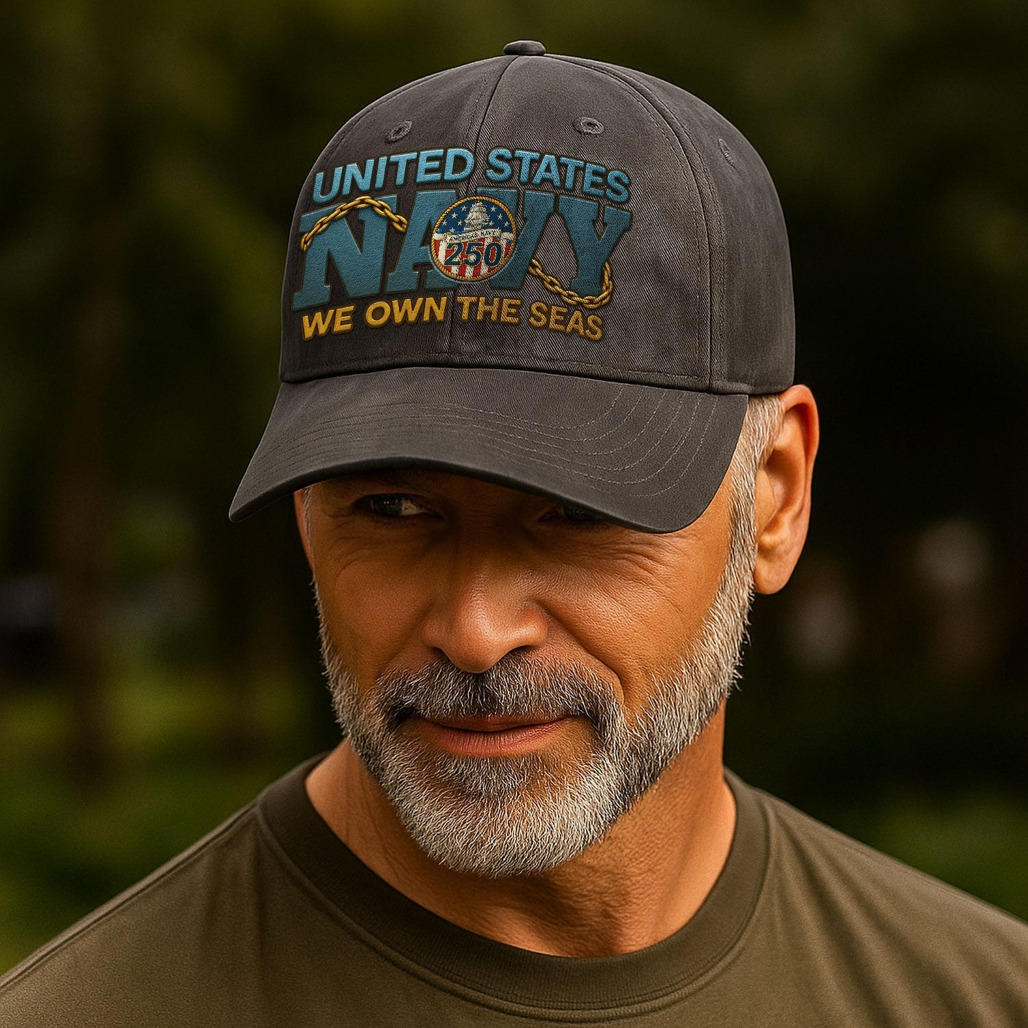 US Navy We Own The Seas US Navy Premium Washed Denim Cap