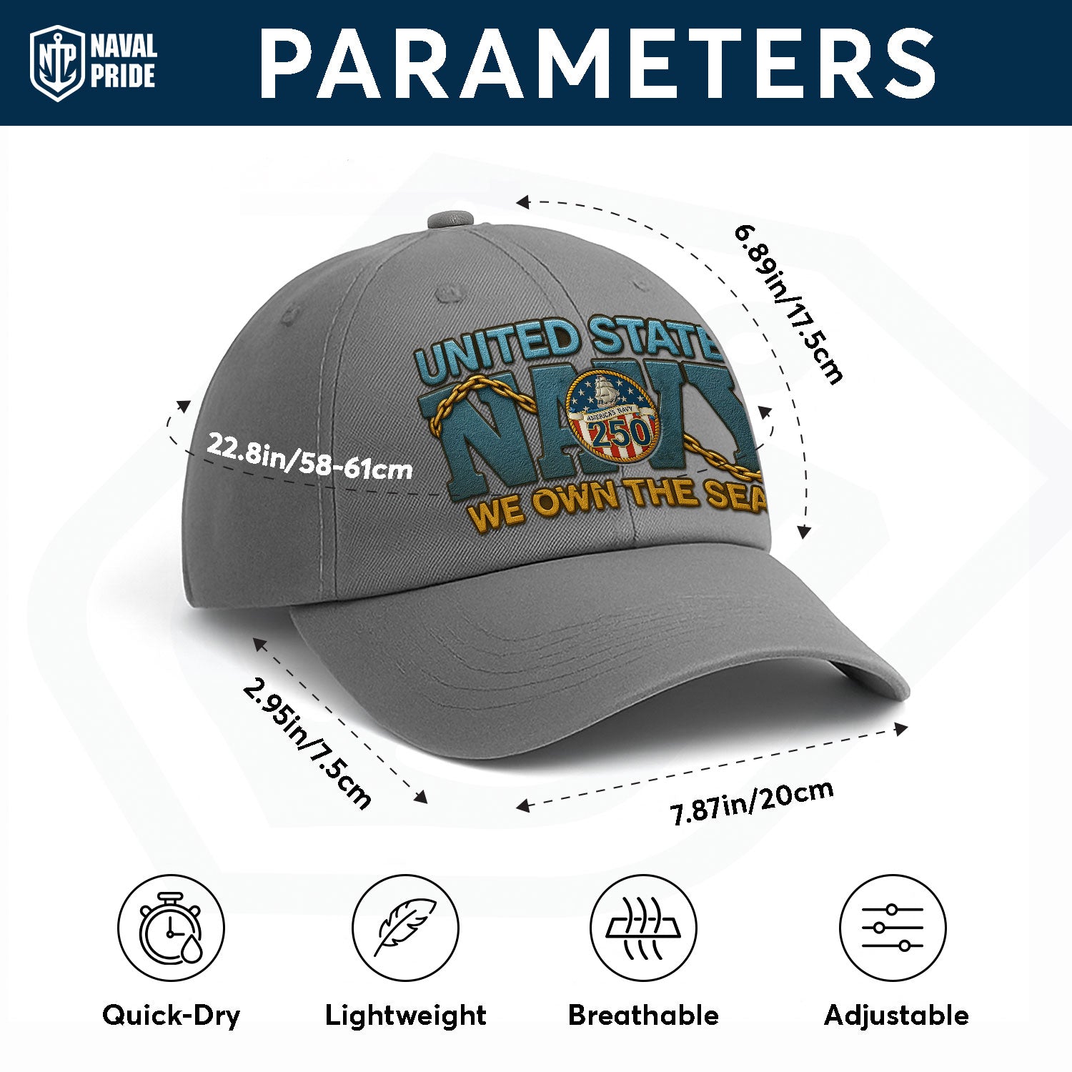 US Navy We Own The Seas US Navy Premium Washed Denim Cap