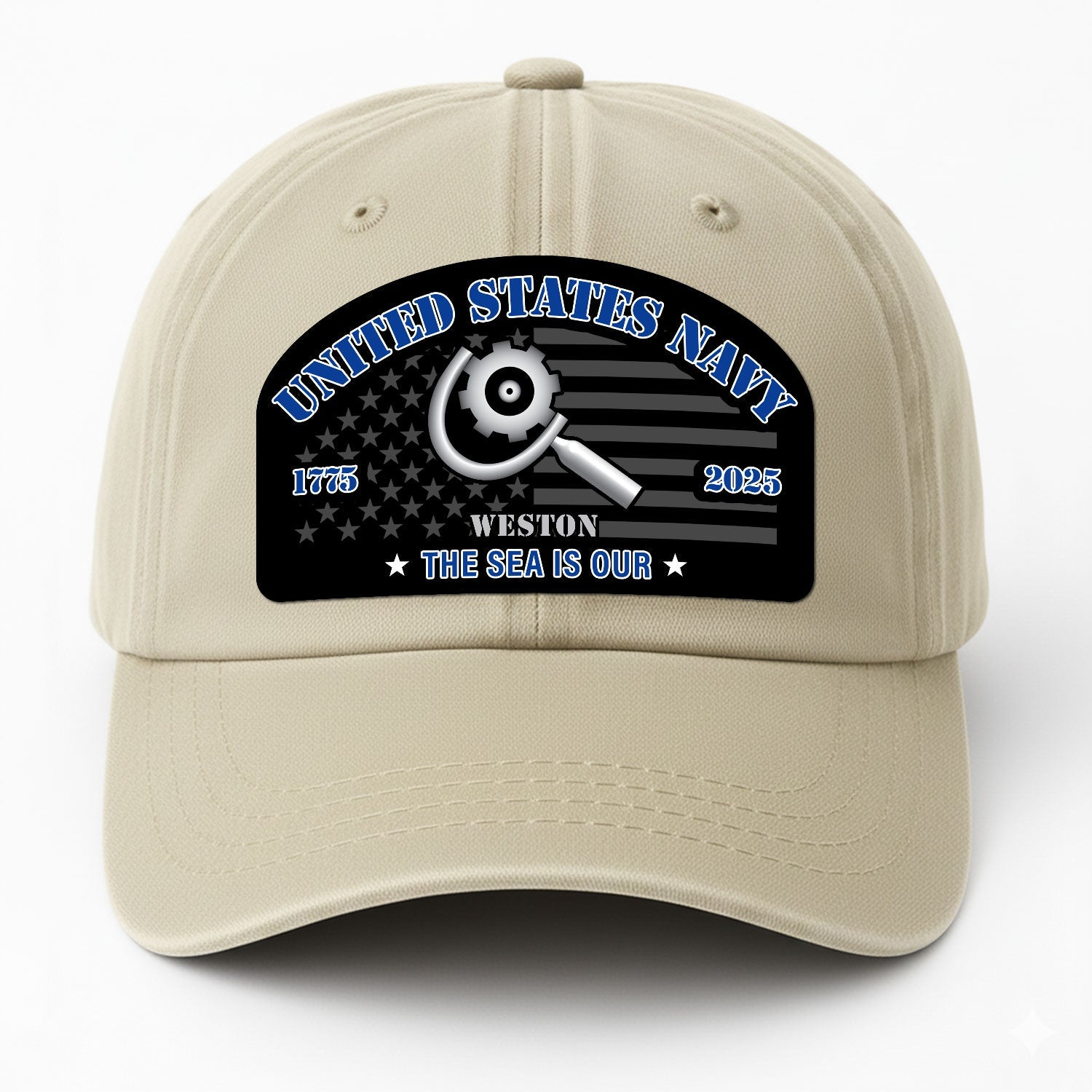 Custom Ranks & Text US Navy Premium Washed Denim Cap DC002