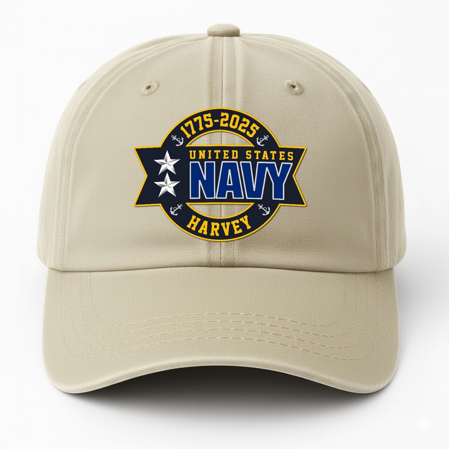 Custom Ranks & Text US Navy Premium Washed Denim Cap DC003