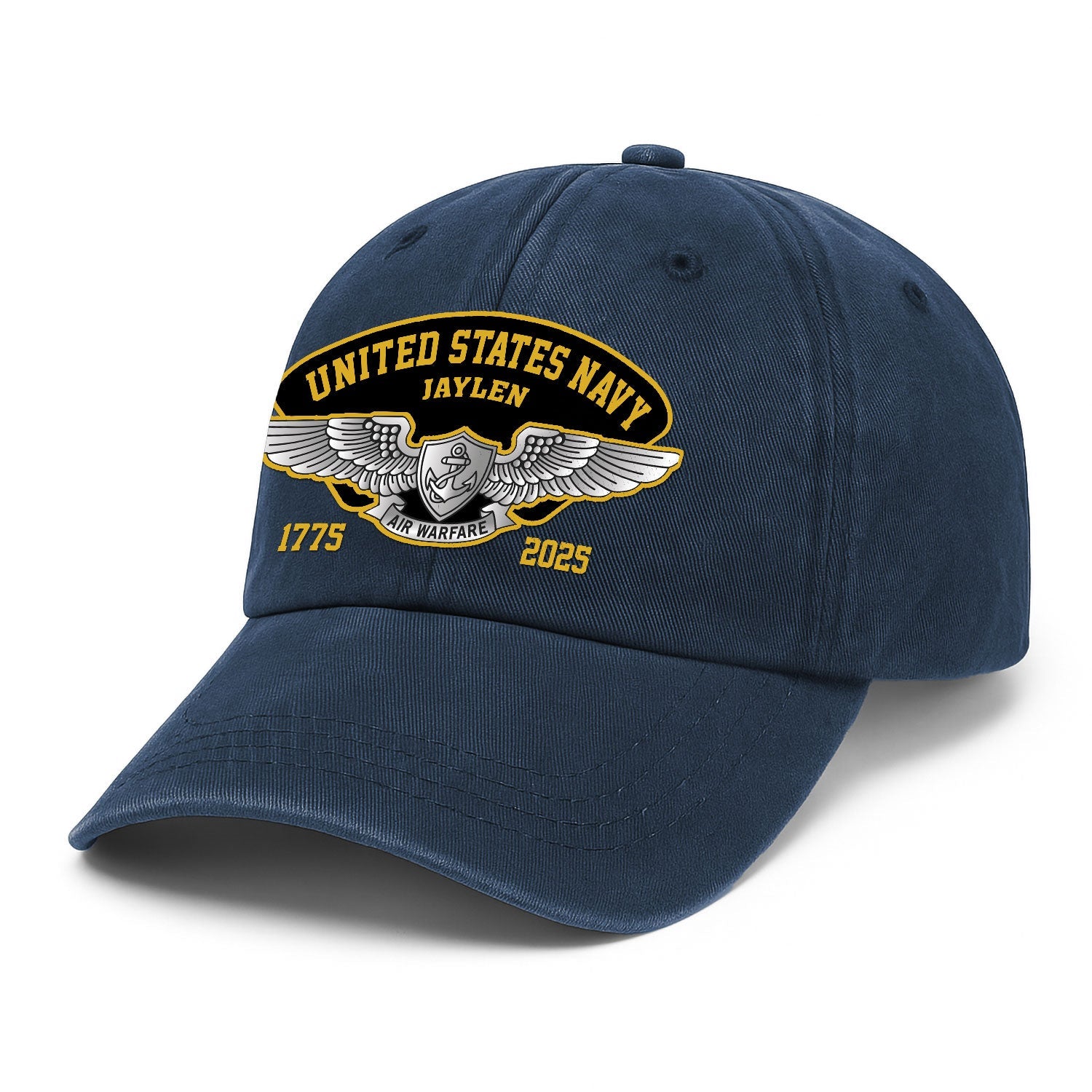 Custom Ranks & Text US Navy Premium Washed Denim Cap DC004