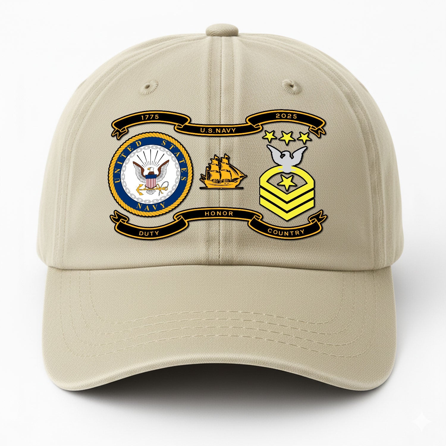 Custom Ranks US Navy Premium Washed Denim Cap DC005