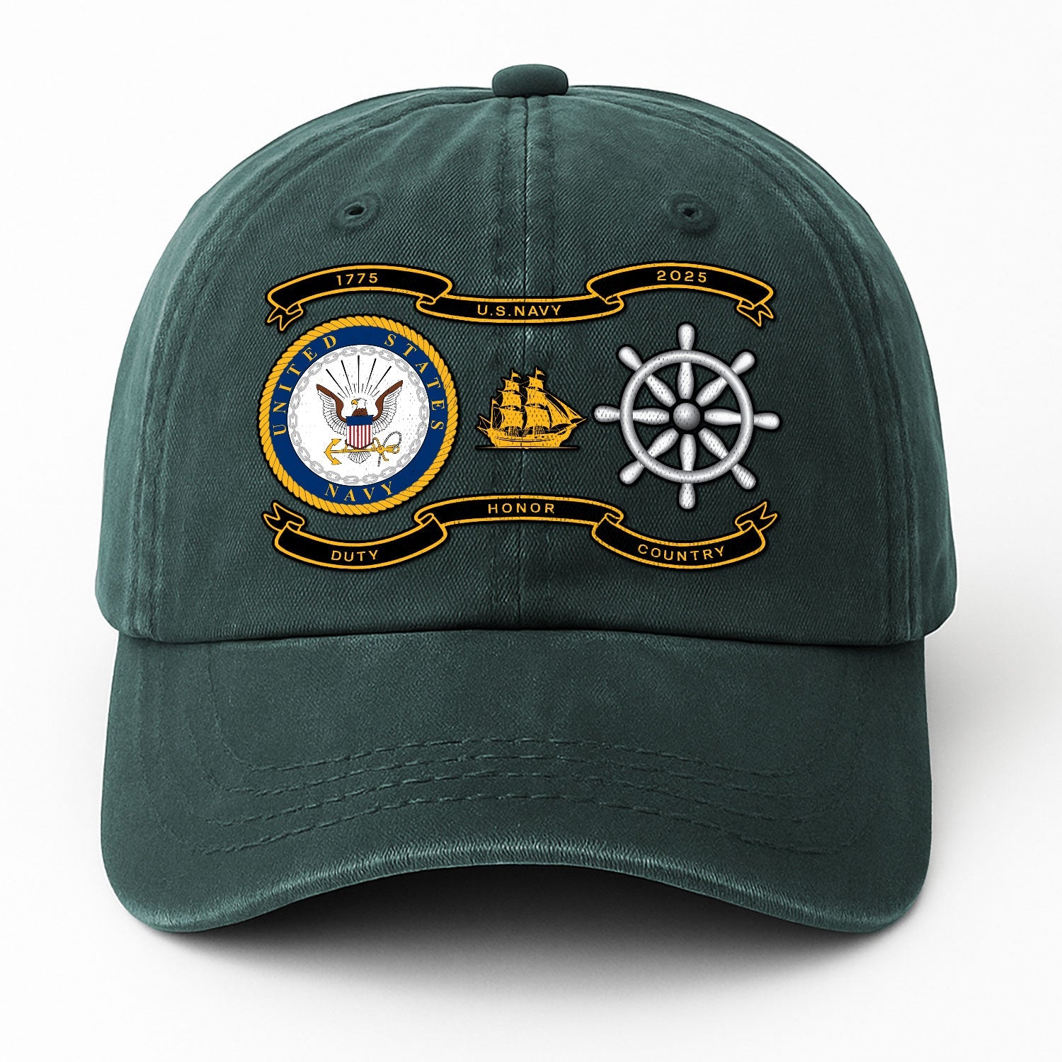 Custom Ranks US Navy Premium Washed Denim Cap DC005