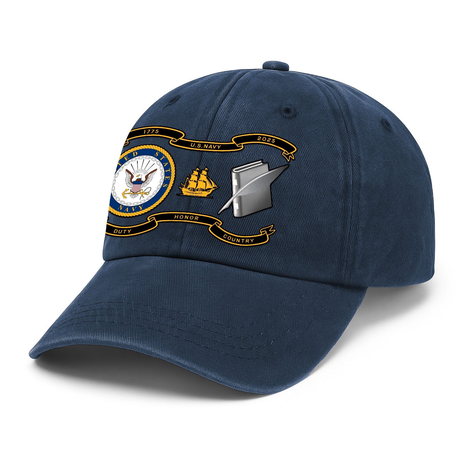 Custom Ranks US Navy Premium Washed Denim Cap DC005