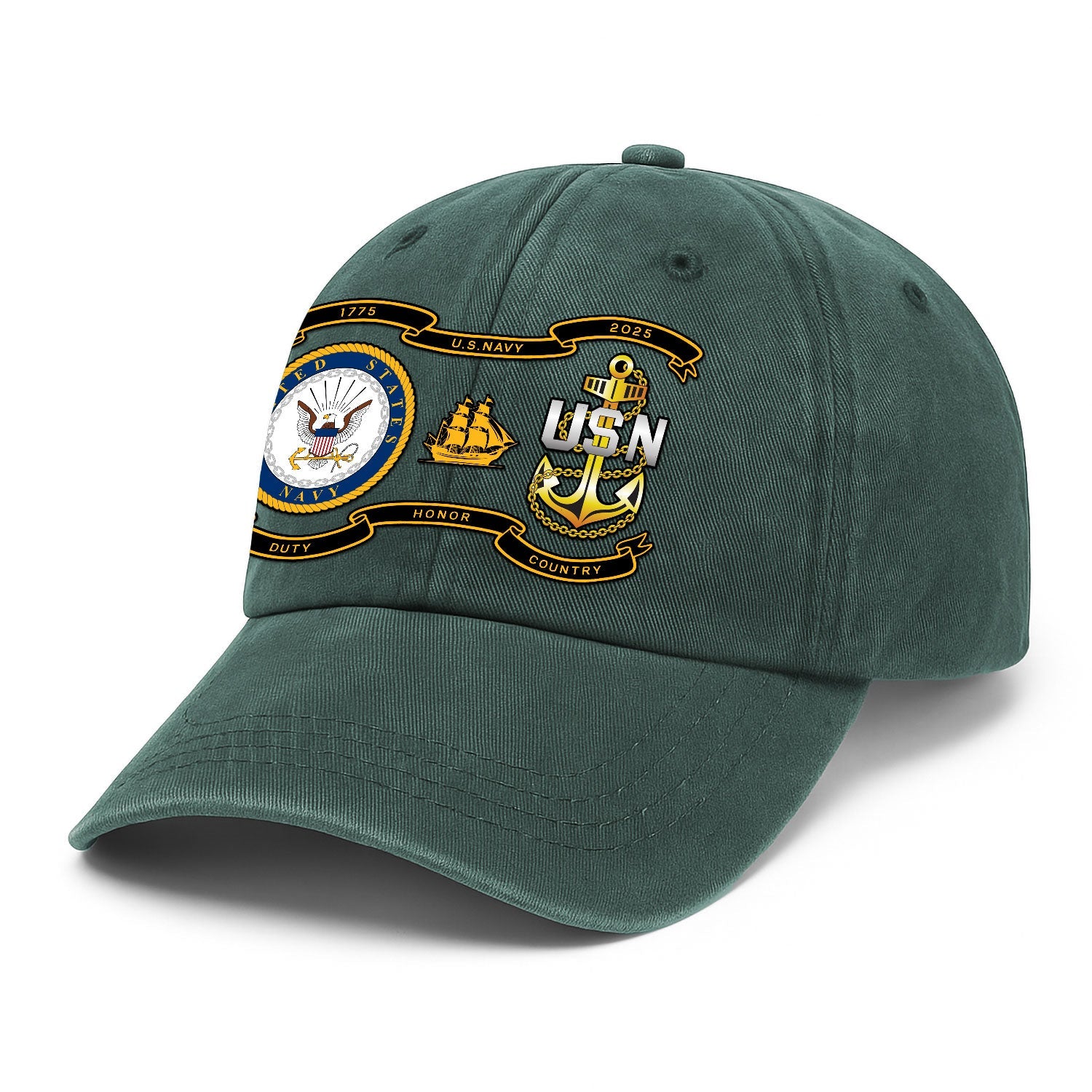 Custom Ranks US Navy Premium Washed Denim Cap DC005