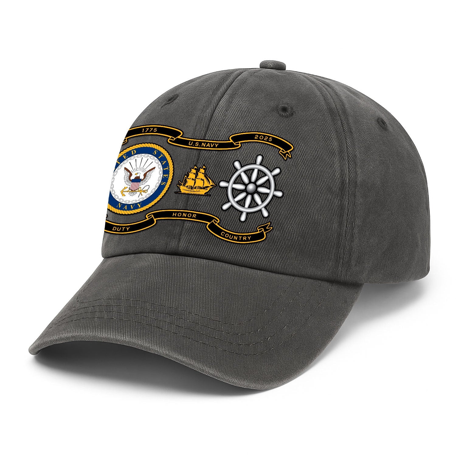 Custom Ranks US Navy Premium Washed Denim Cap DC005