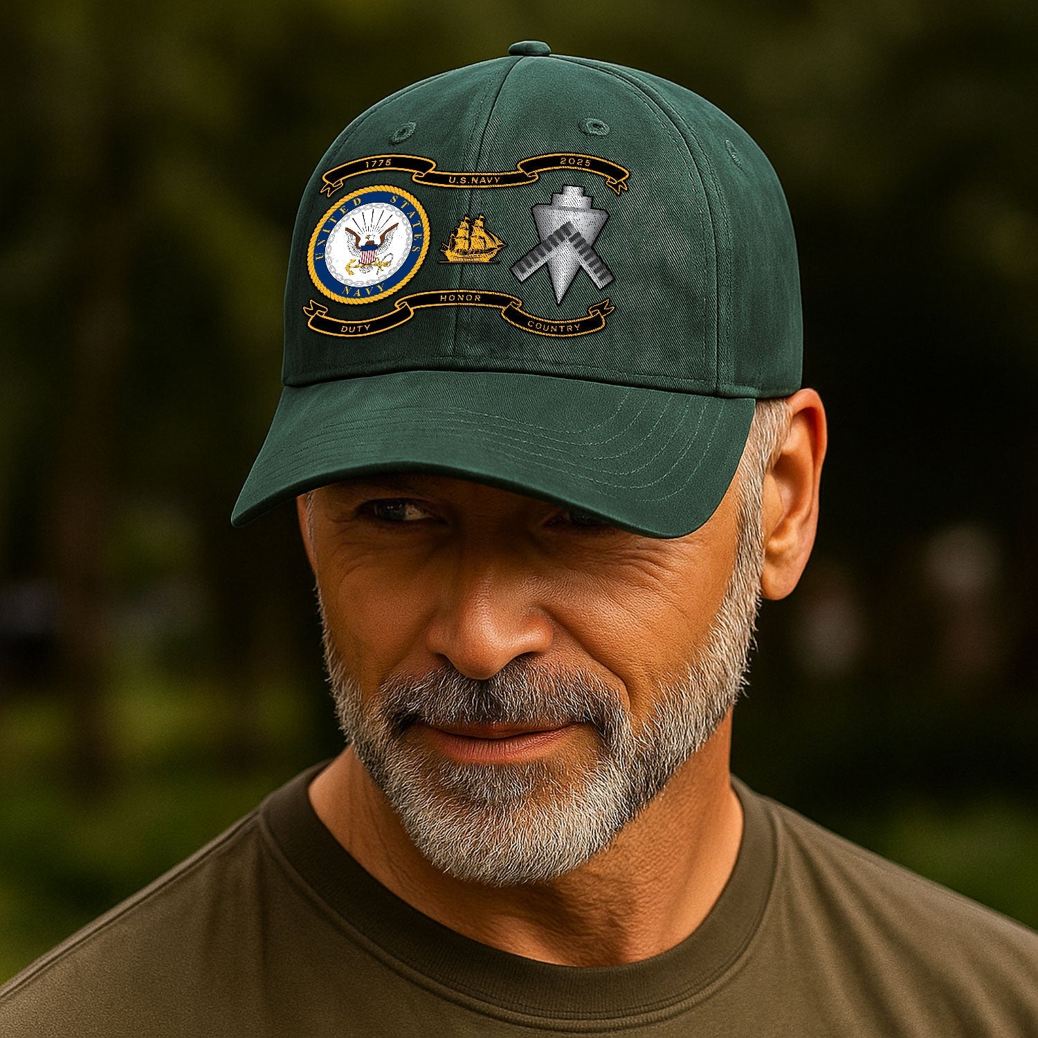 Custom Ranks US Navy Premium Washed Denim Cap DC005