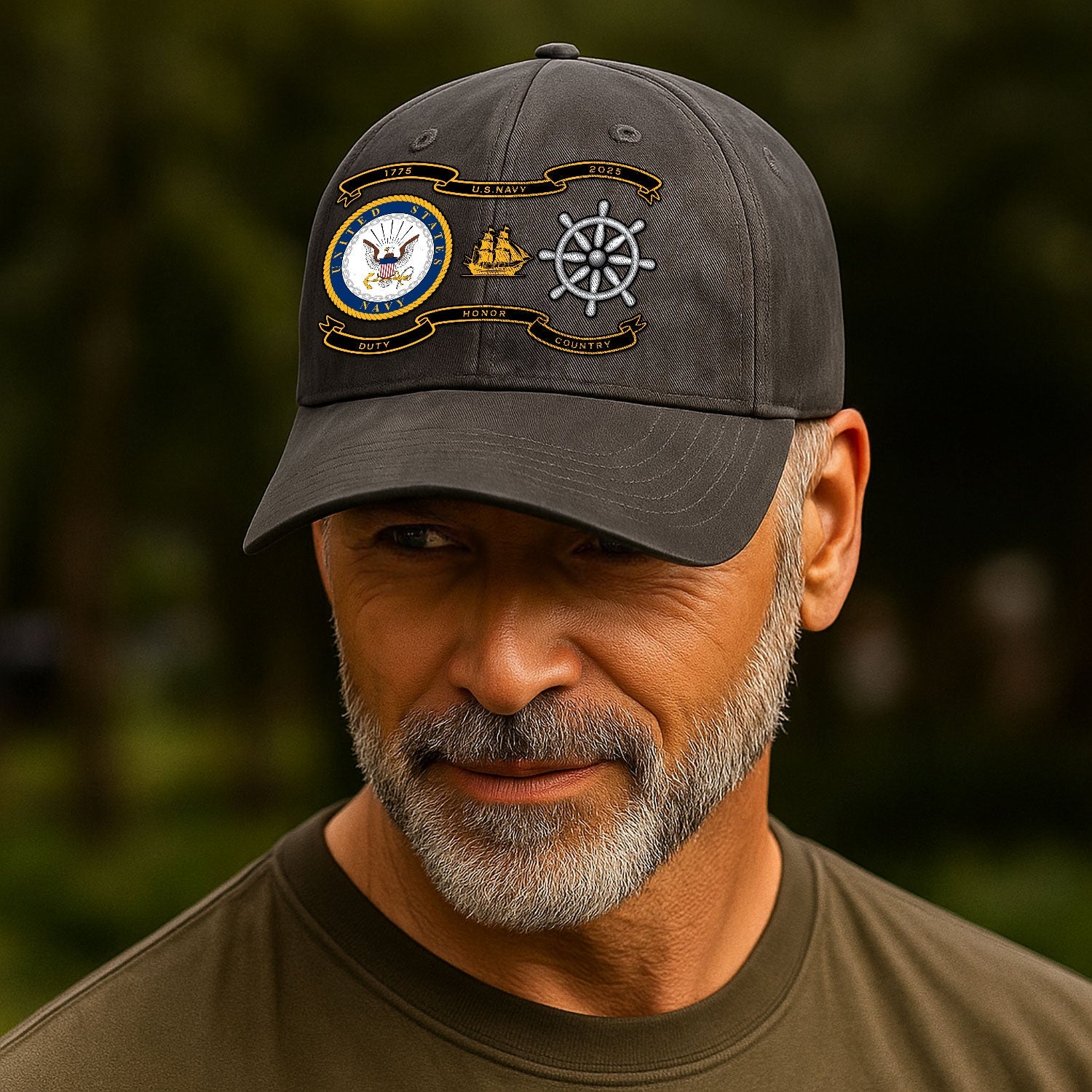 Custom Ranks US Navy Premium Washed Denim Cap DC005