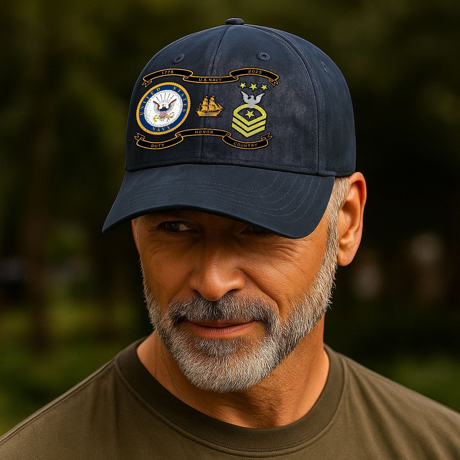 Custom Ranks US Navy Premium Washed Denim Cap DC005