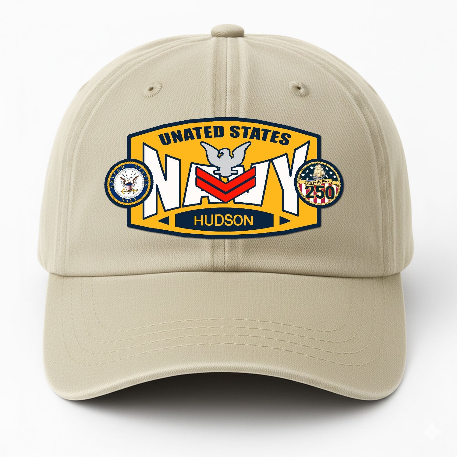 Custom Ranks & Text US Navy Premium Washed Denim Cap DC006