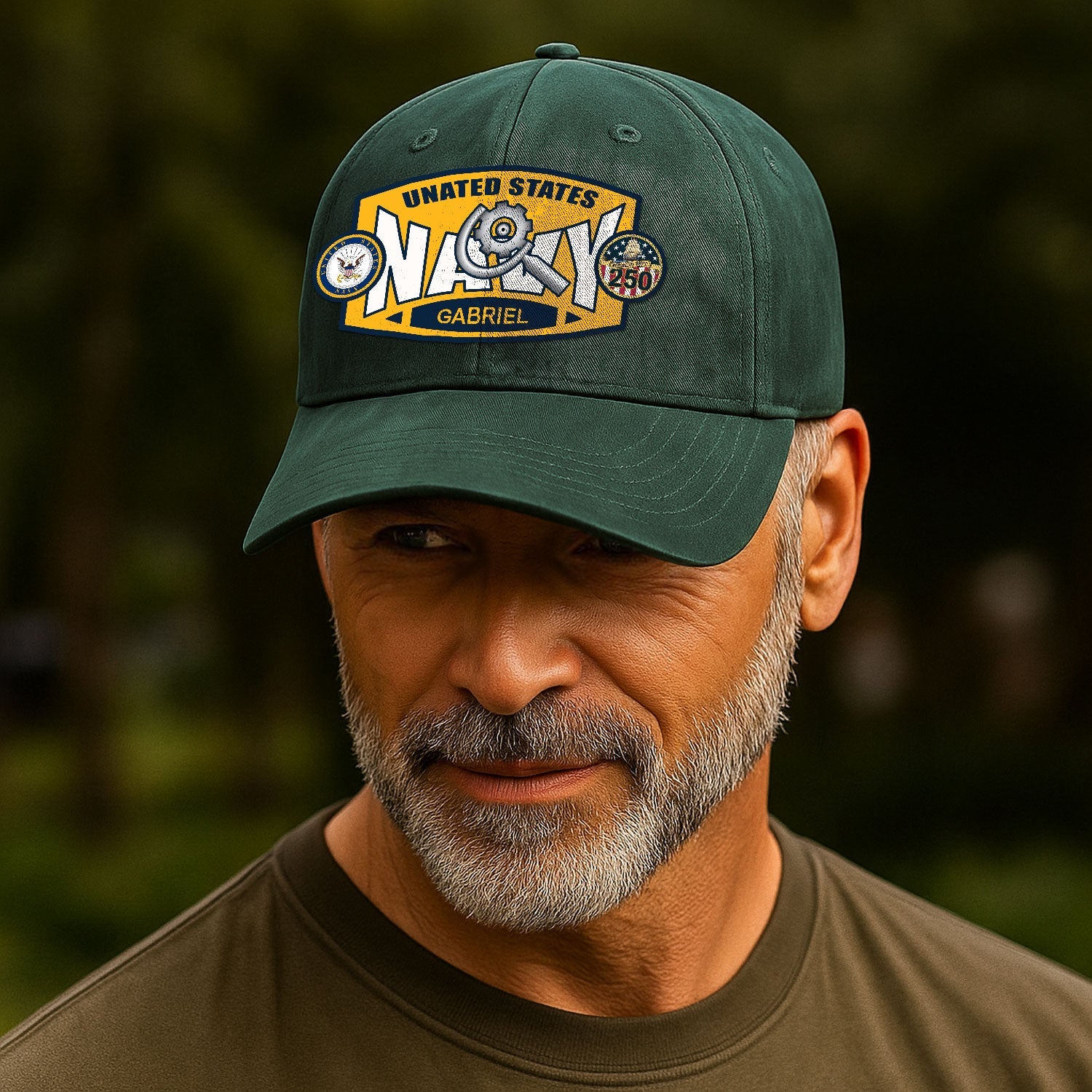 Custom Ranks & Text US Navy Premium Washed Denim Cap DC006