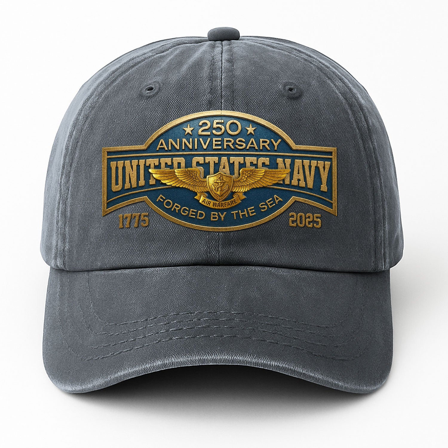 Custom Ranks US Navy Premium Washed Denim Cap DC025