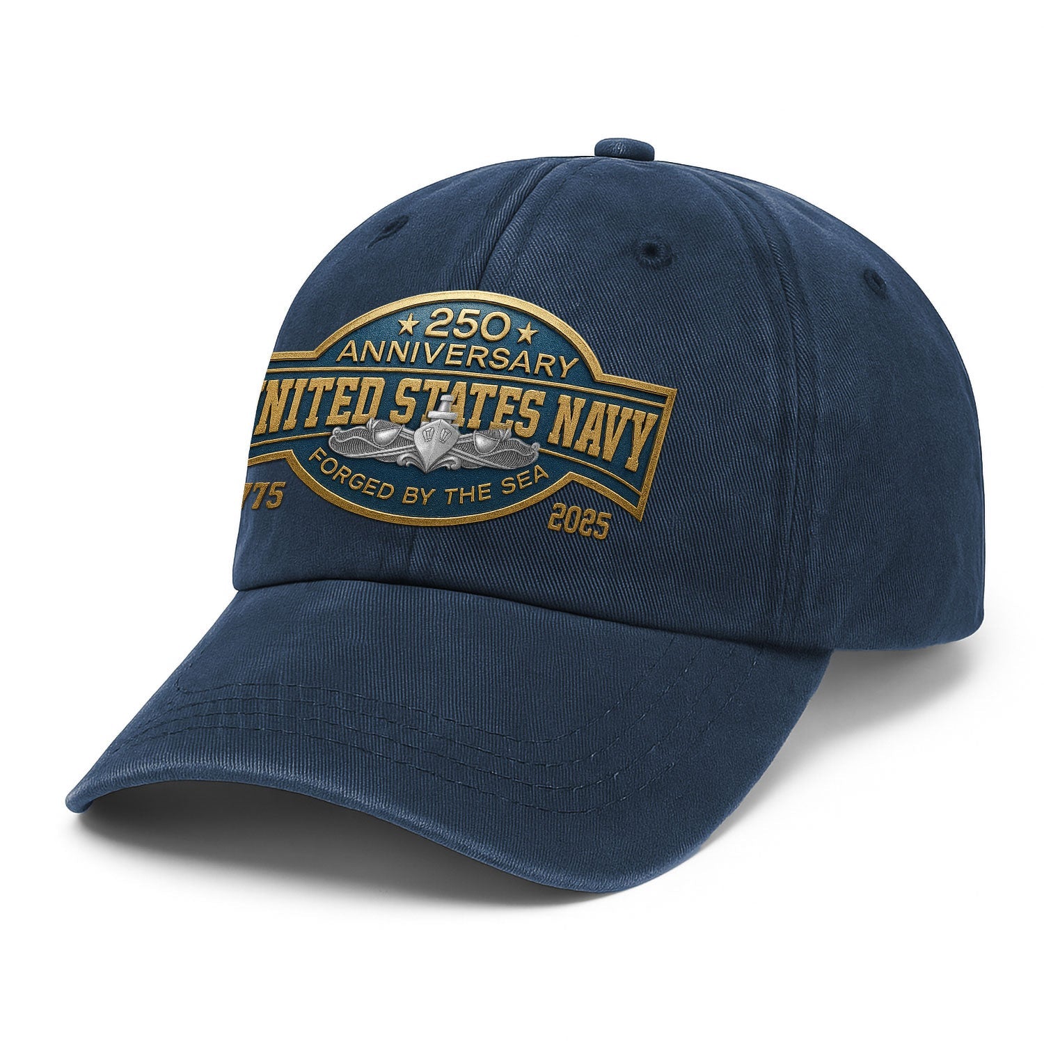 Custom Ranks US Navy Premium Washed Denim Cap DC025