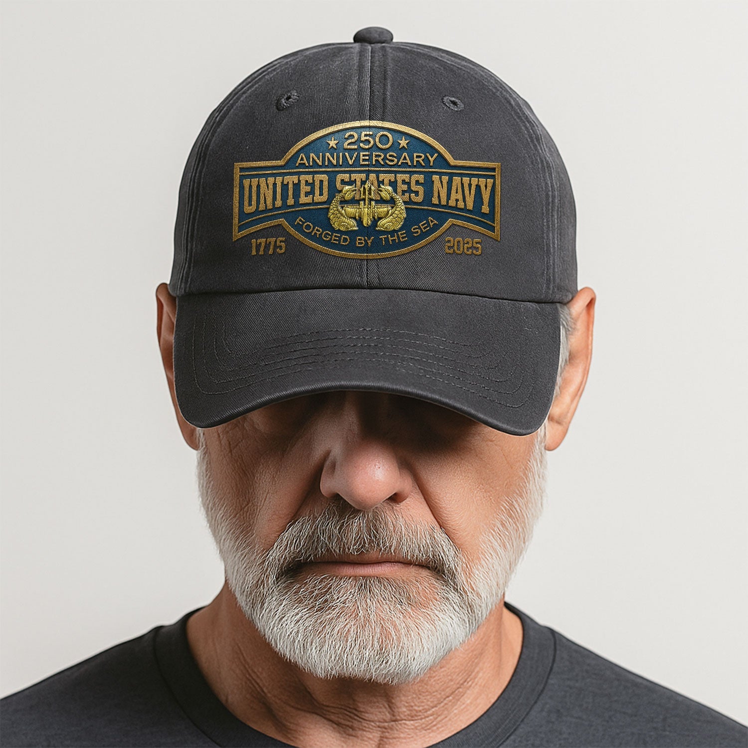 Custom Ranks US Navy Premium Washed Denim Cap DC025
