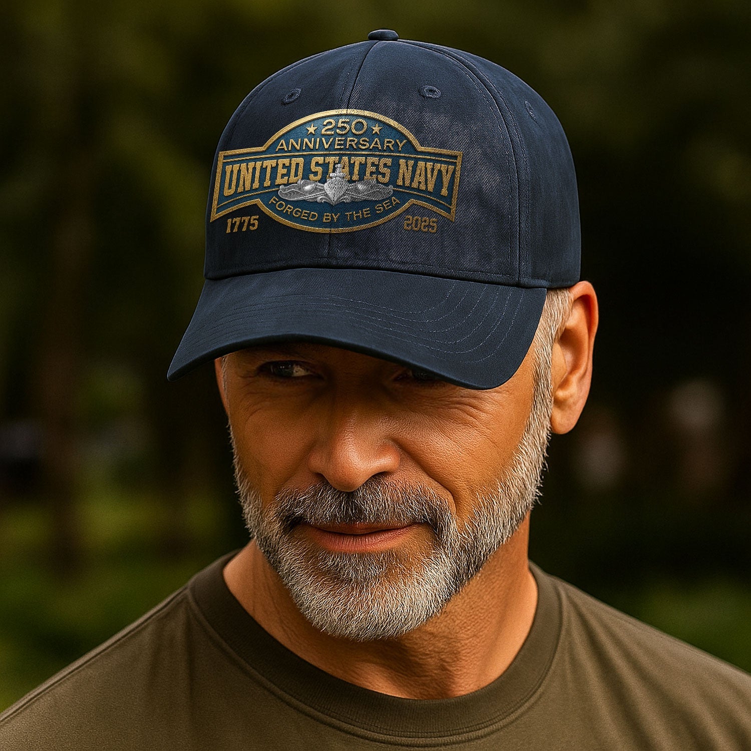 Custom Ranks US Navy Premium Washed Denim Cap DC025