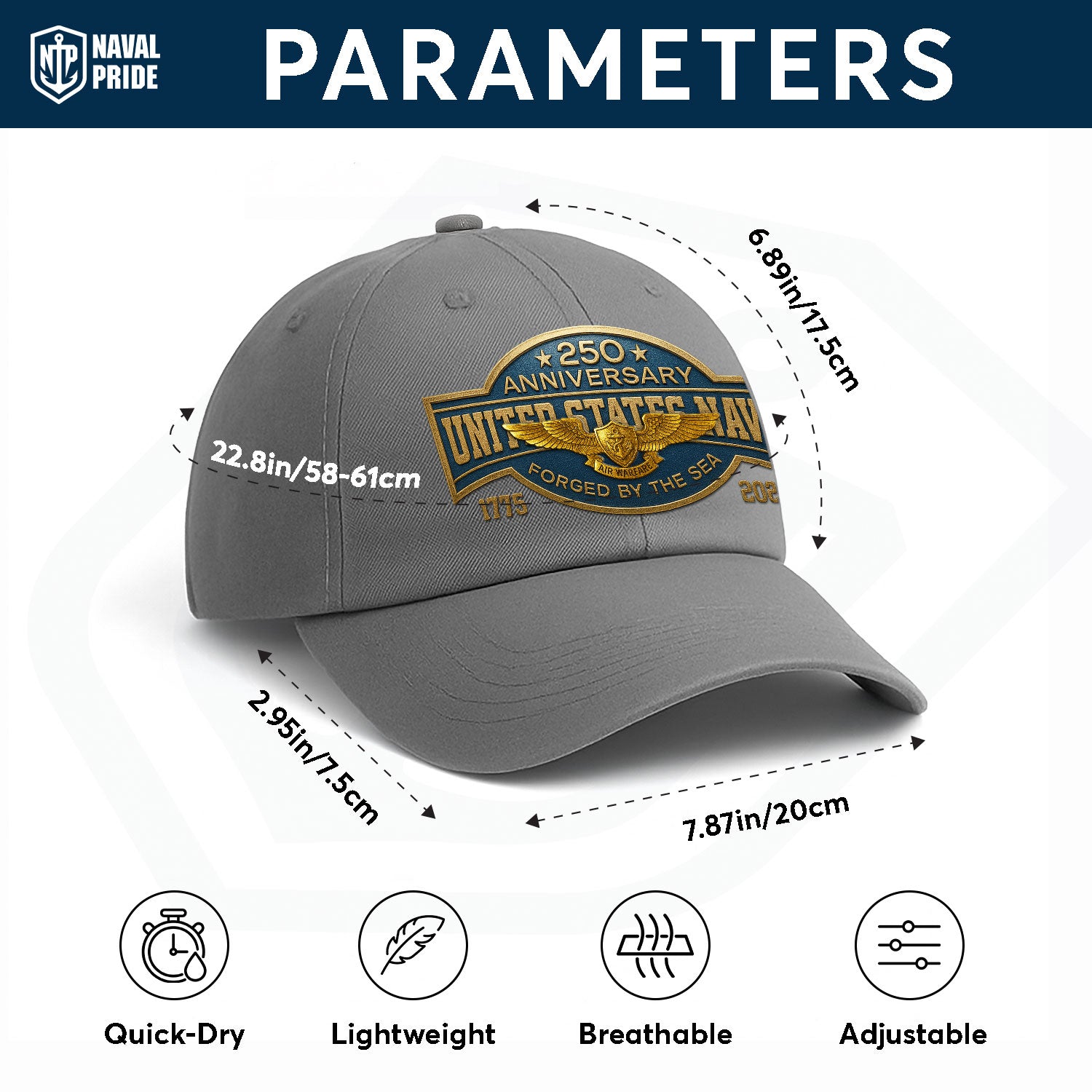 Custom Ranks US Navy Premium Washed Denim Cap DC025