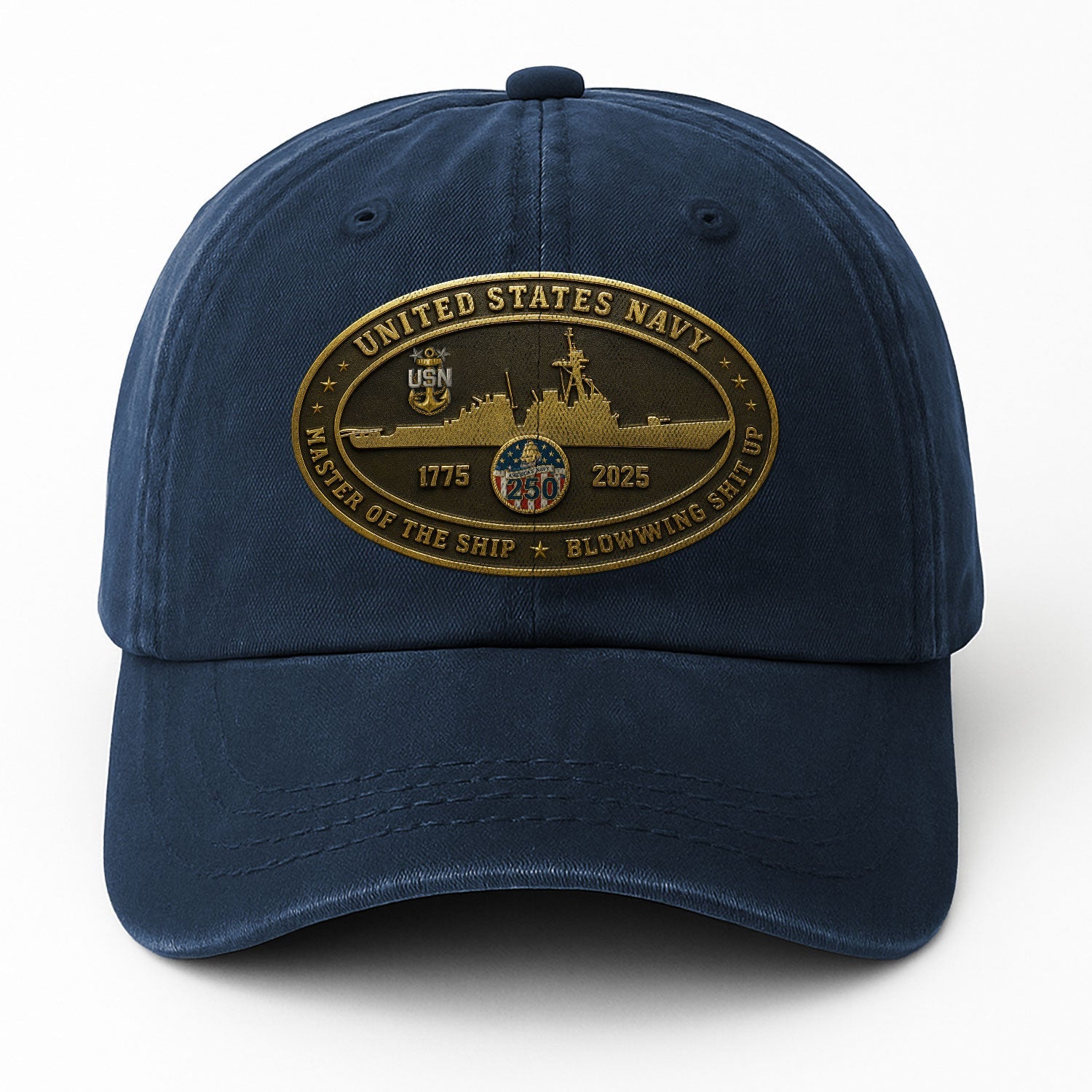 Custom Ranks US Navy Premium Washed Denim Cap DC026