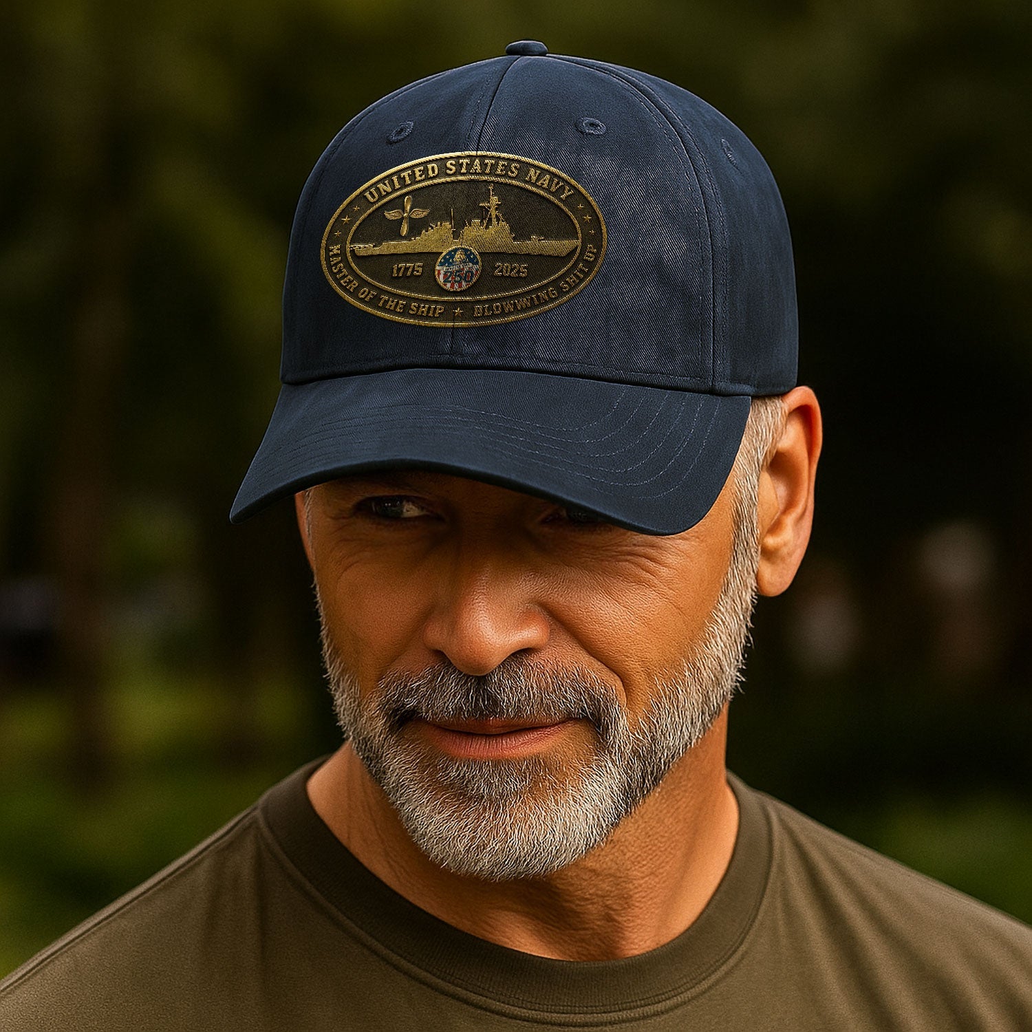 Custom Ranks US Navy Premium Washed Denim Cap DC026