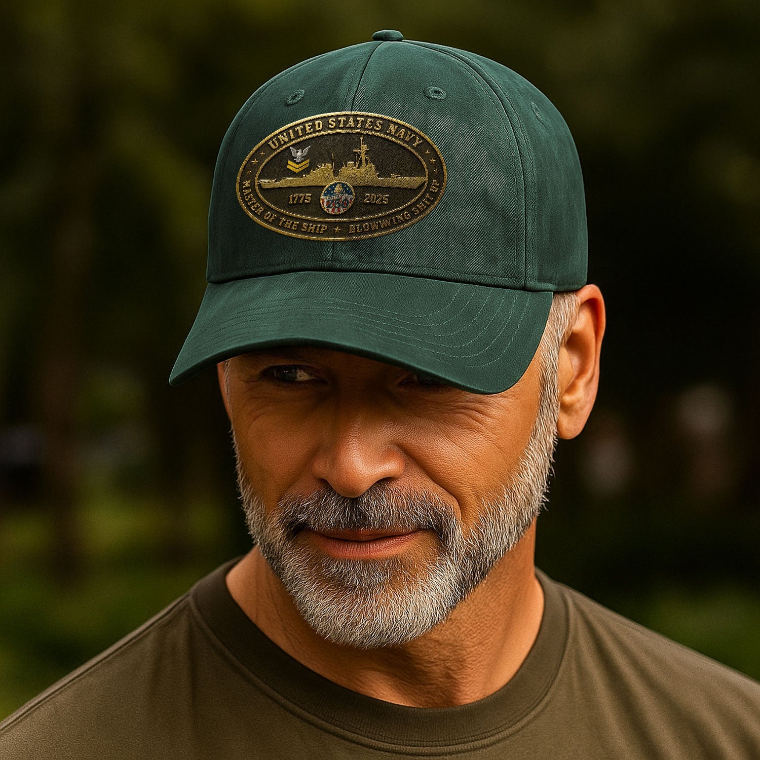 Custom Ranks US Navy Premium Washed Denim Cap DC026