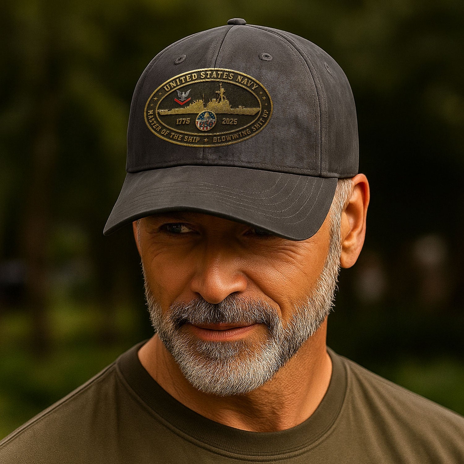 Custom Ranks US Navy Premium Washed Denim Cap DC026