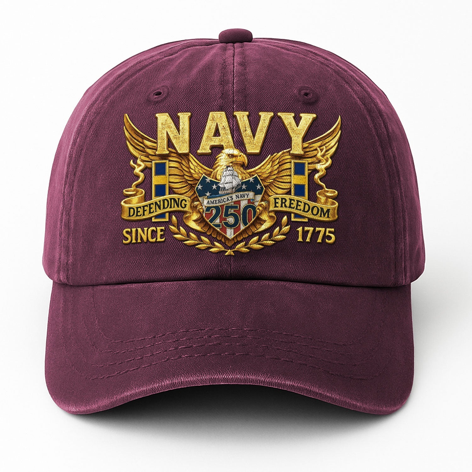 Custom Ranks US Navy Premium Washed Denim Cap DC027