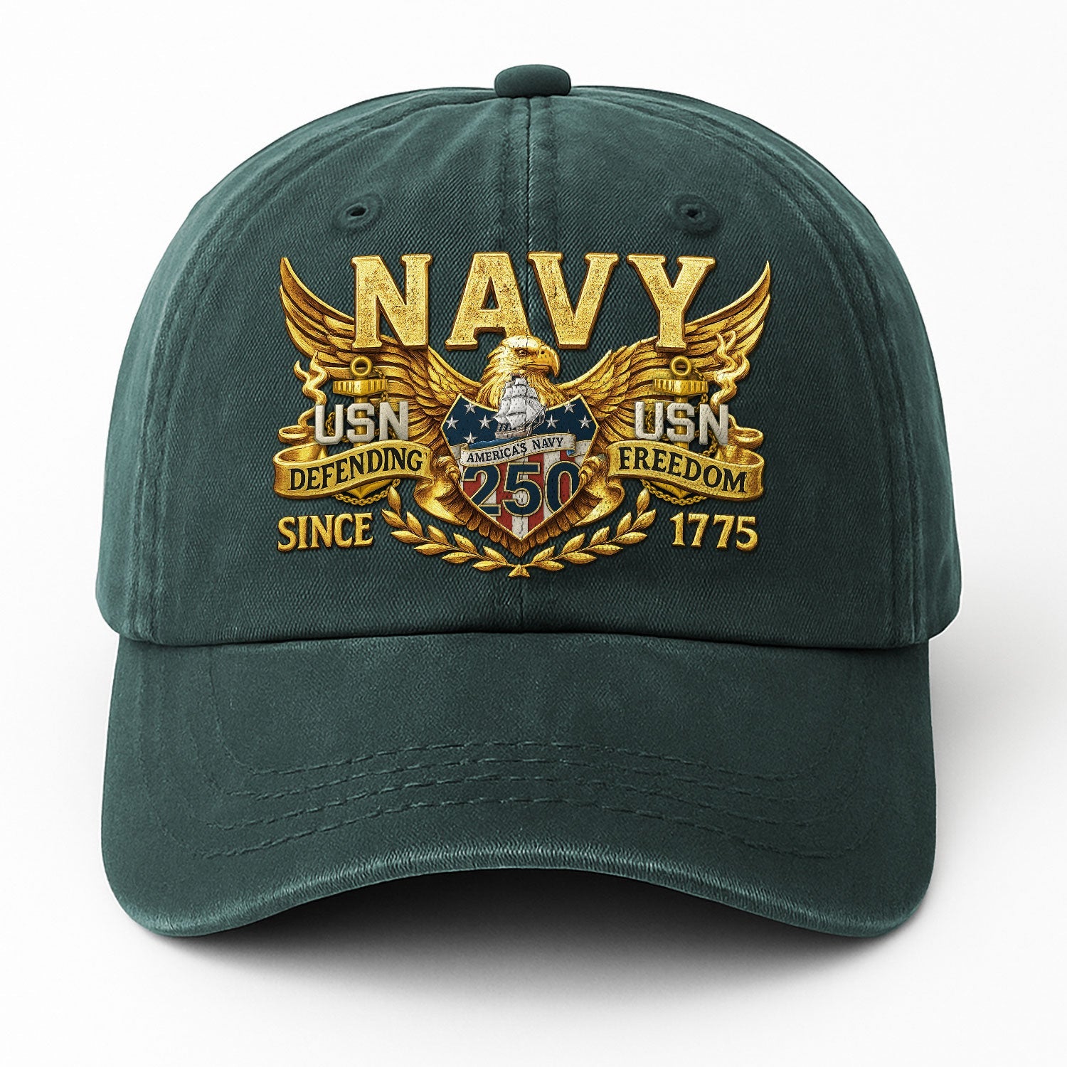 Custom Ranks US Navy Premium Washed Denim Cap DC027