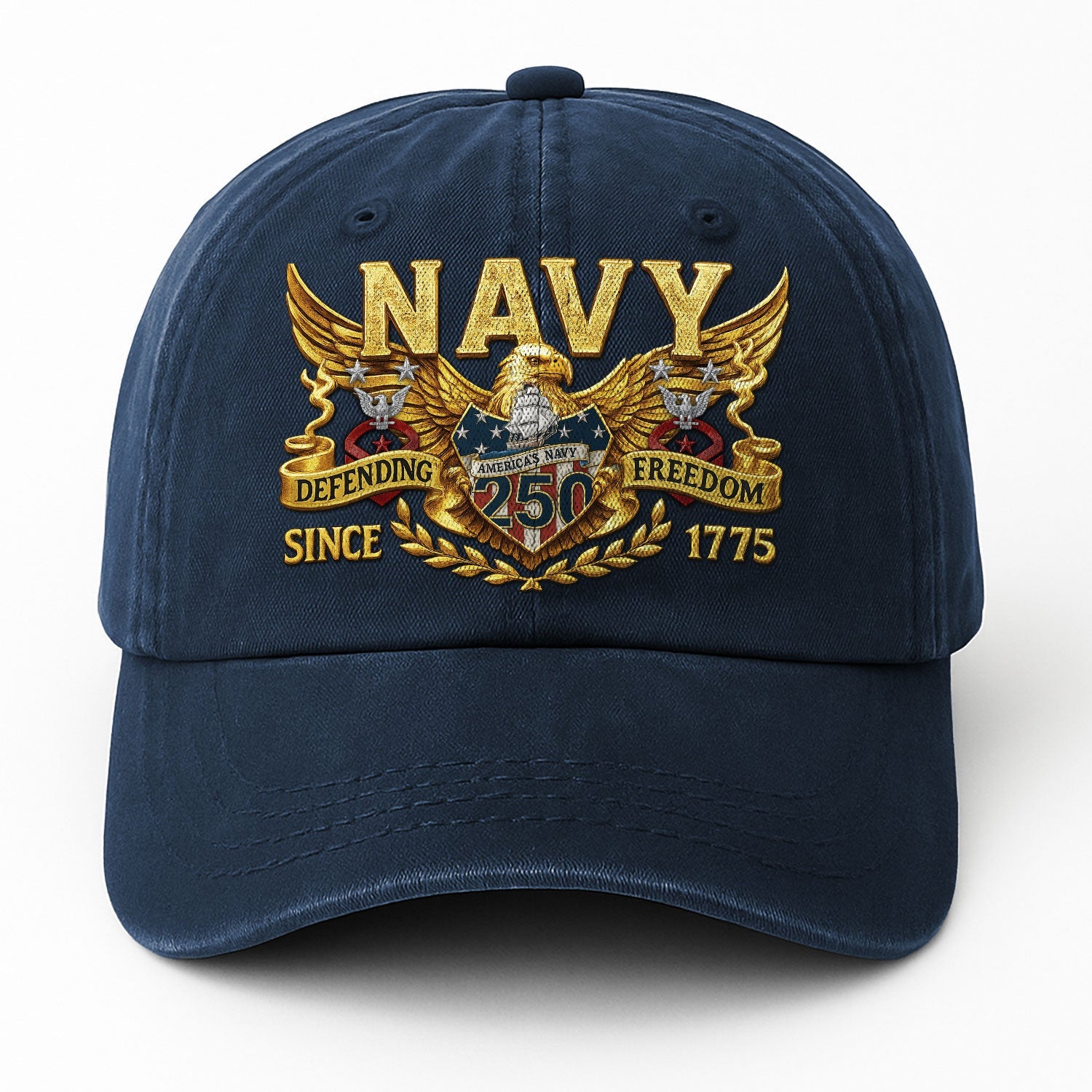 Custom Ranks US Navy Premium Washed Denim Cap DC027
