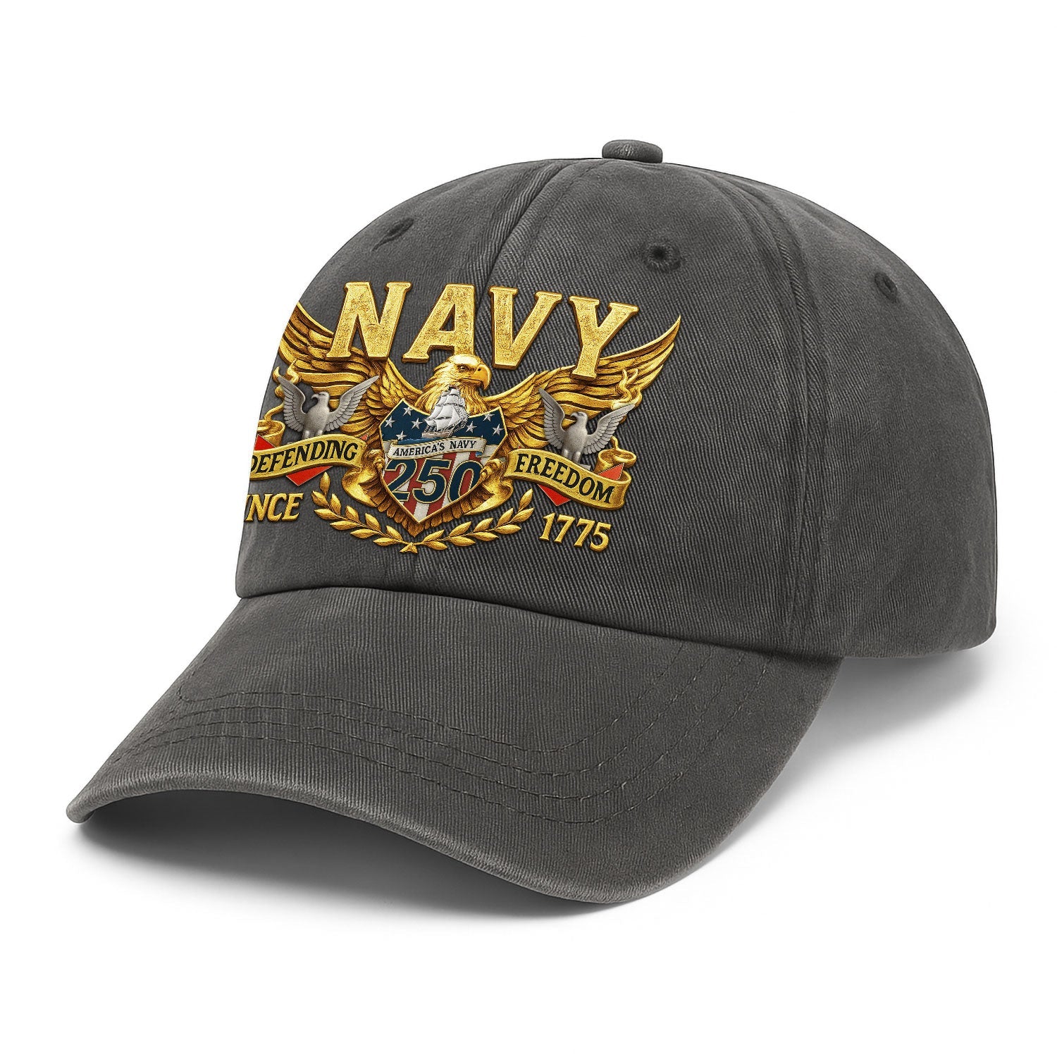 Custom Ranks US Navy Premium Washed Denim Cap DC027