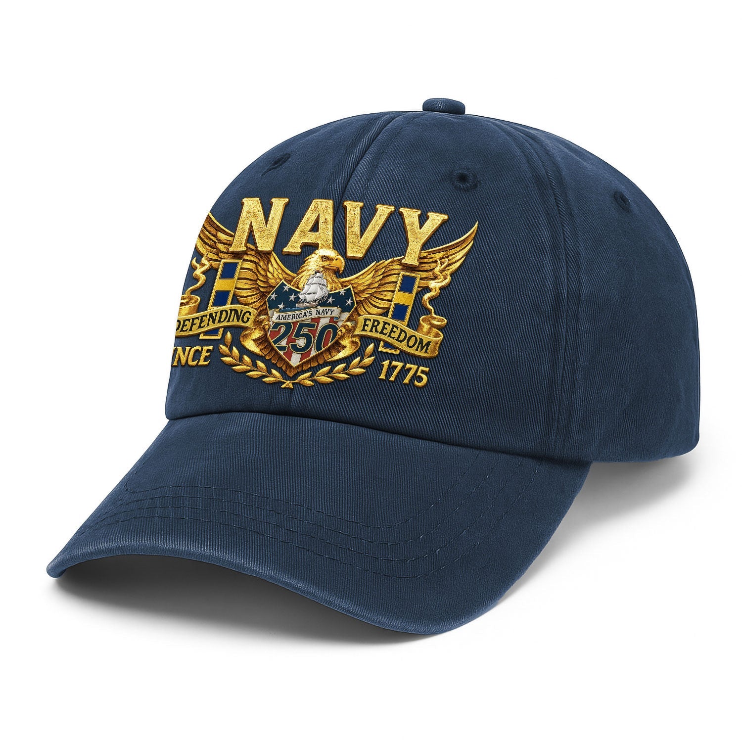 Custom Ranks US Navy Premium Washed Denim Cap DC027