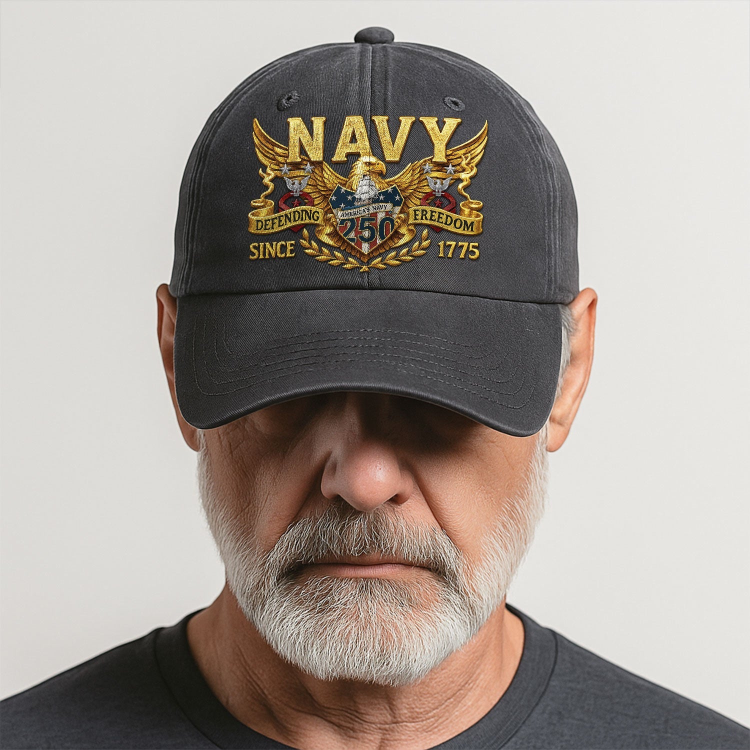 Custom Ranks US Navy Premium Washed Denim Cap DC027