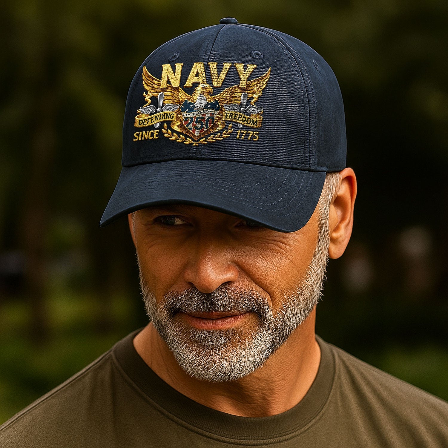 Custom Ranks US Navy Premium Washed Denim Cap DC027