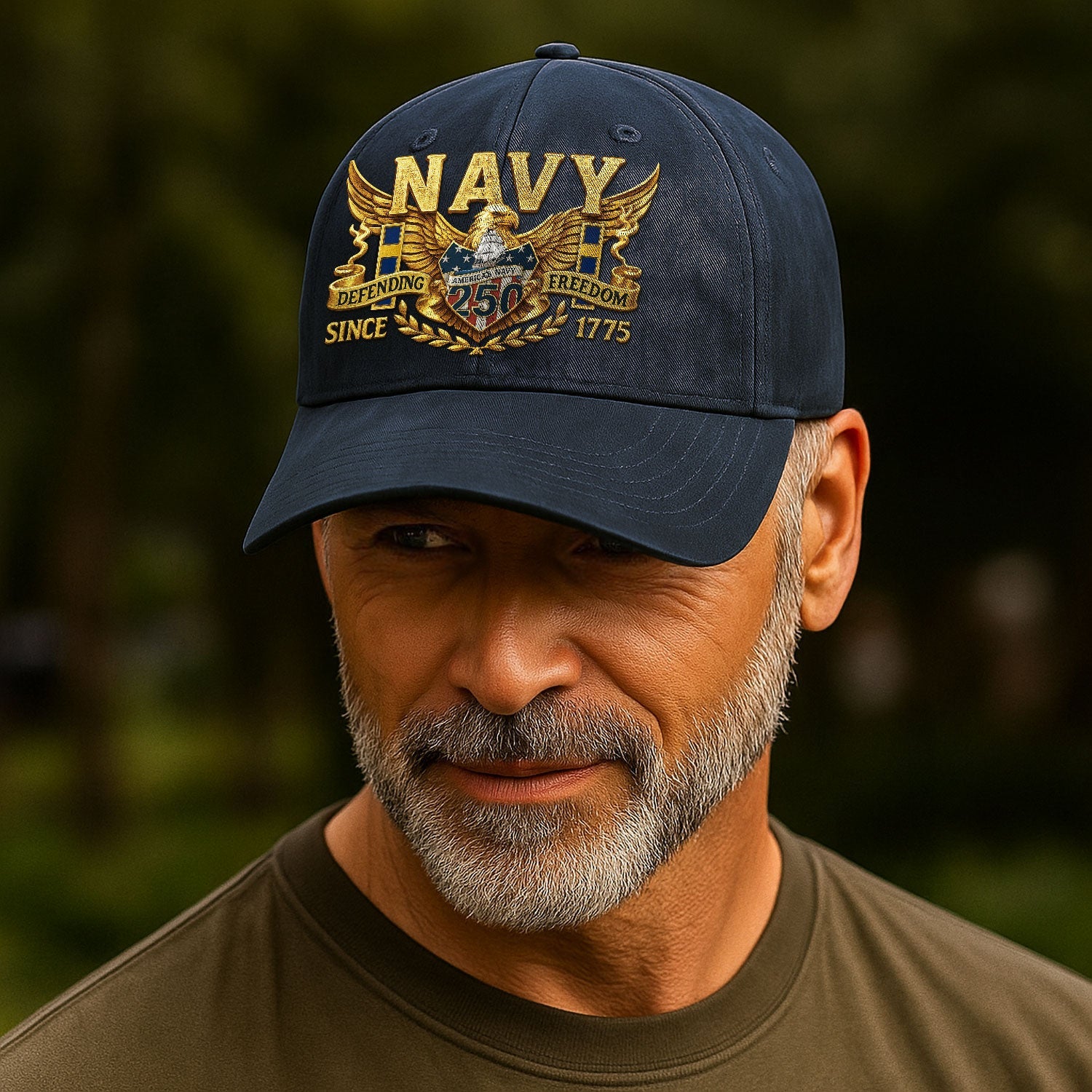 Custom Ranks US Navy Premium Washed Denim Cap DC027