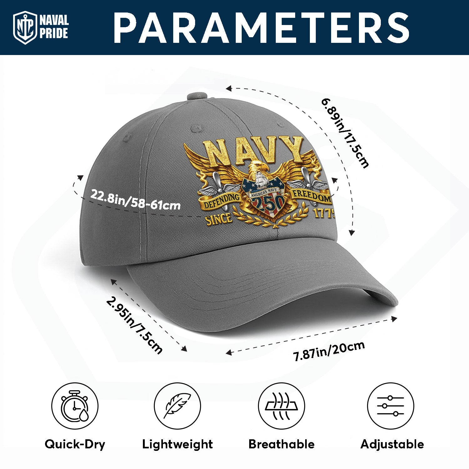 Custom Ranks US Navy Premium Washed Denim Cap DC027