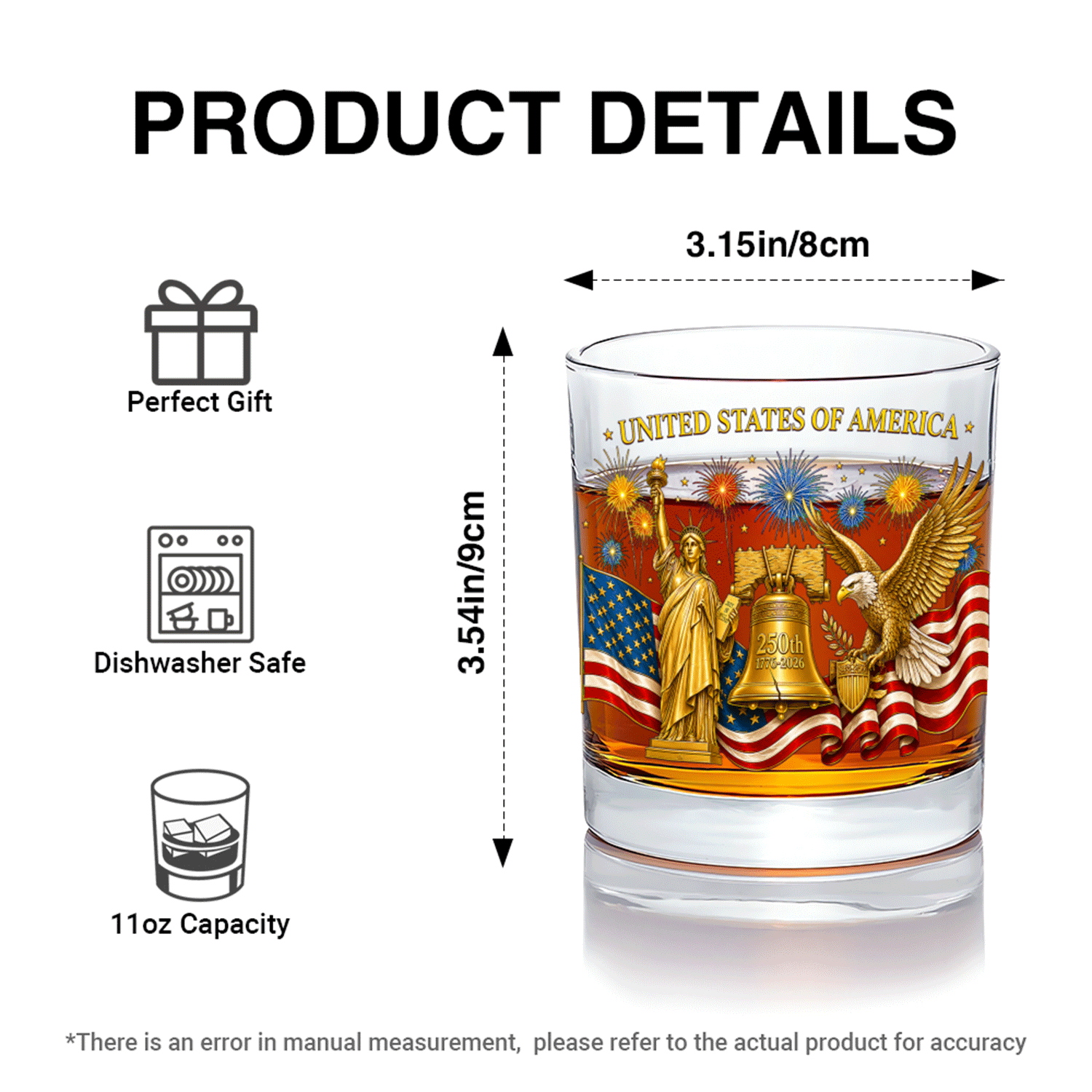 America 250 Celebration Whiskey Glass Collectible Gift