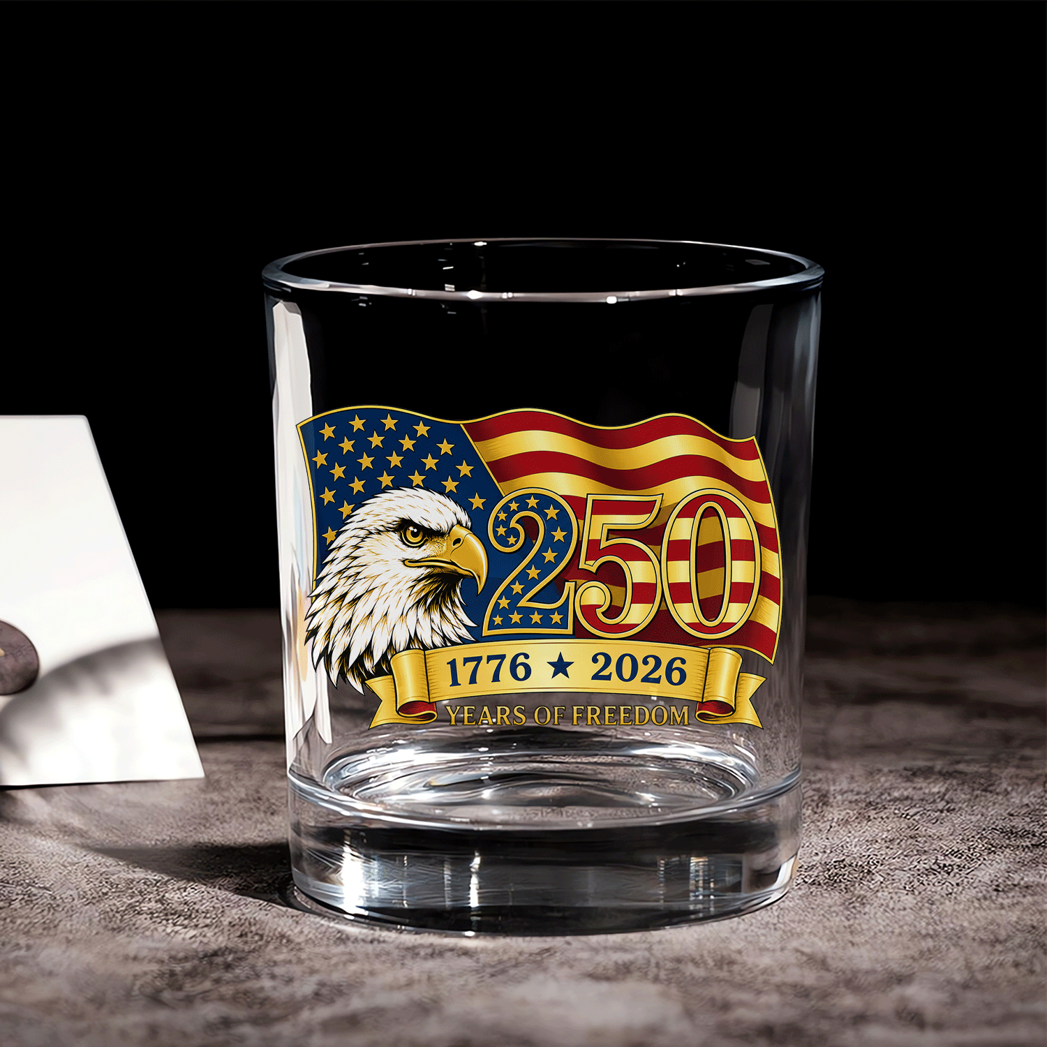 America 250 Historic Whiskey Glass Patriotic Keepsake
