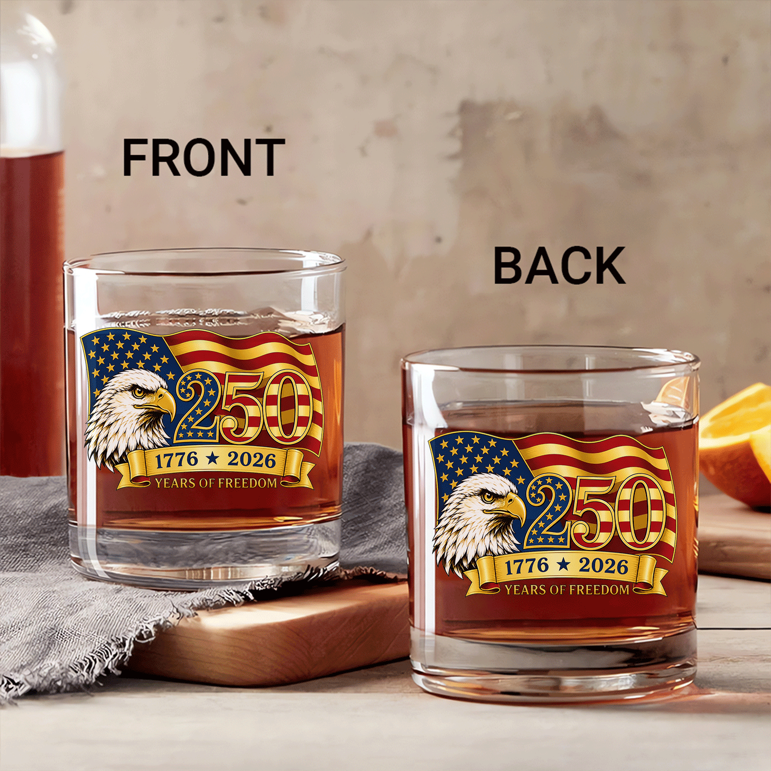 America 250 Historic Whiskey Glass Patriotic Keepsake
