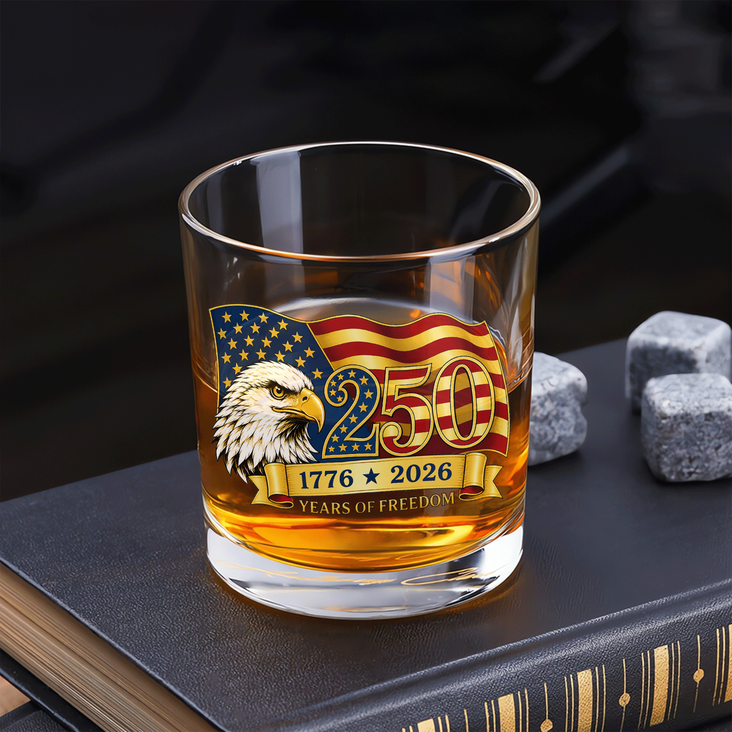 America 250 Historic Whiskey Glass Patriotic Keepsake